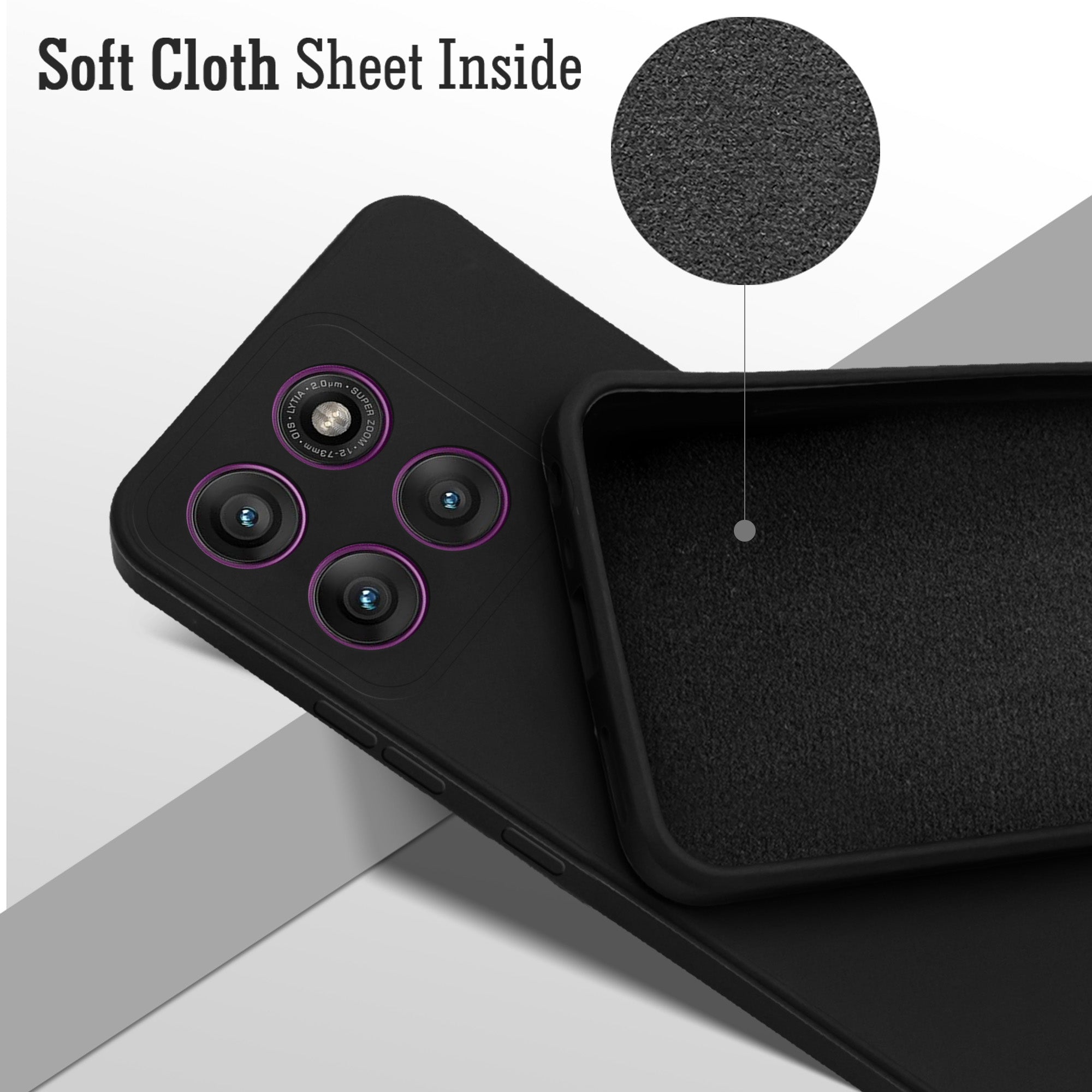 For Motorola Moto Edge 60 Pro Back Cover Case (Matte Finish Silicone with Inside Fiber Cloth)