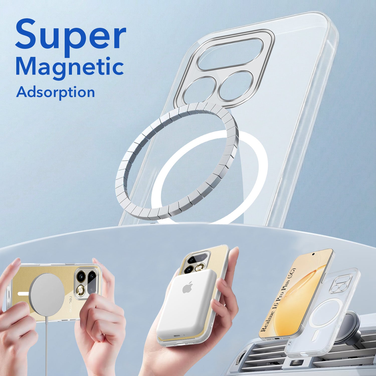 For Realme 16 Pro Plus 5G Back Cover Case Lifetime Anti-Yellow MagSafe Compatible Clear (Sleek Hard Crystal | Shockproof and Camera Protection)