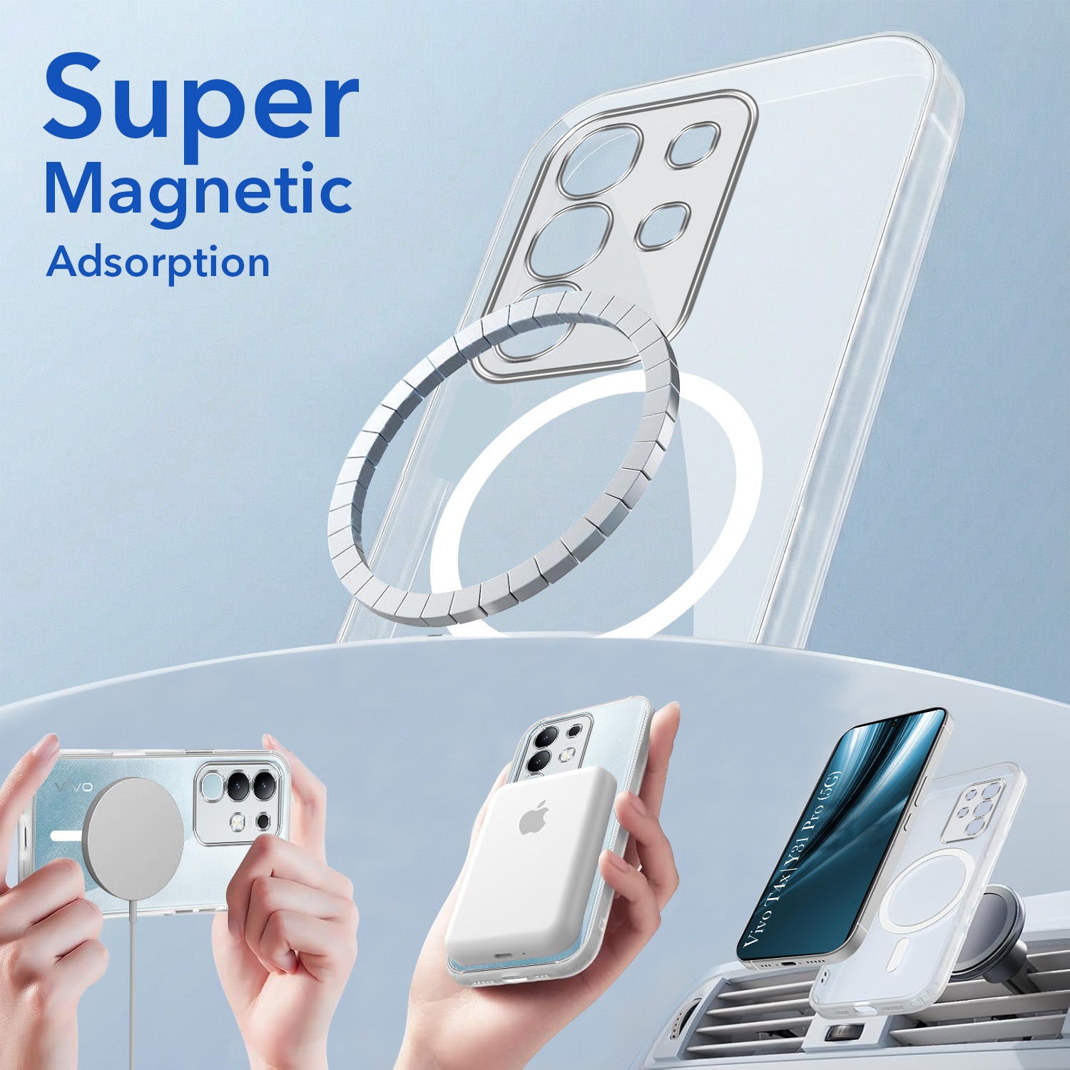 For Vivo T4x | Vivo Y31 Pro Back Cover Case Lifetime Anti-Yellow MagSafe Compatible Clear (Sleek Hard Crystal | Shockproof and Camera Protection)