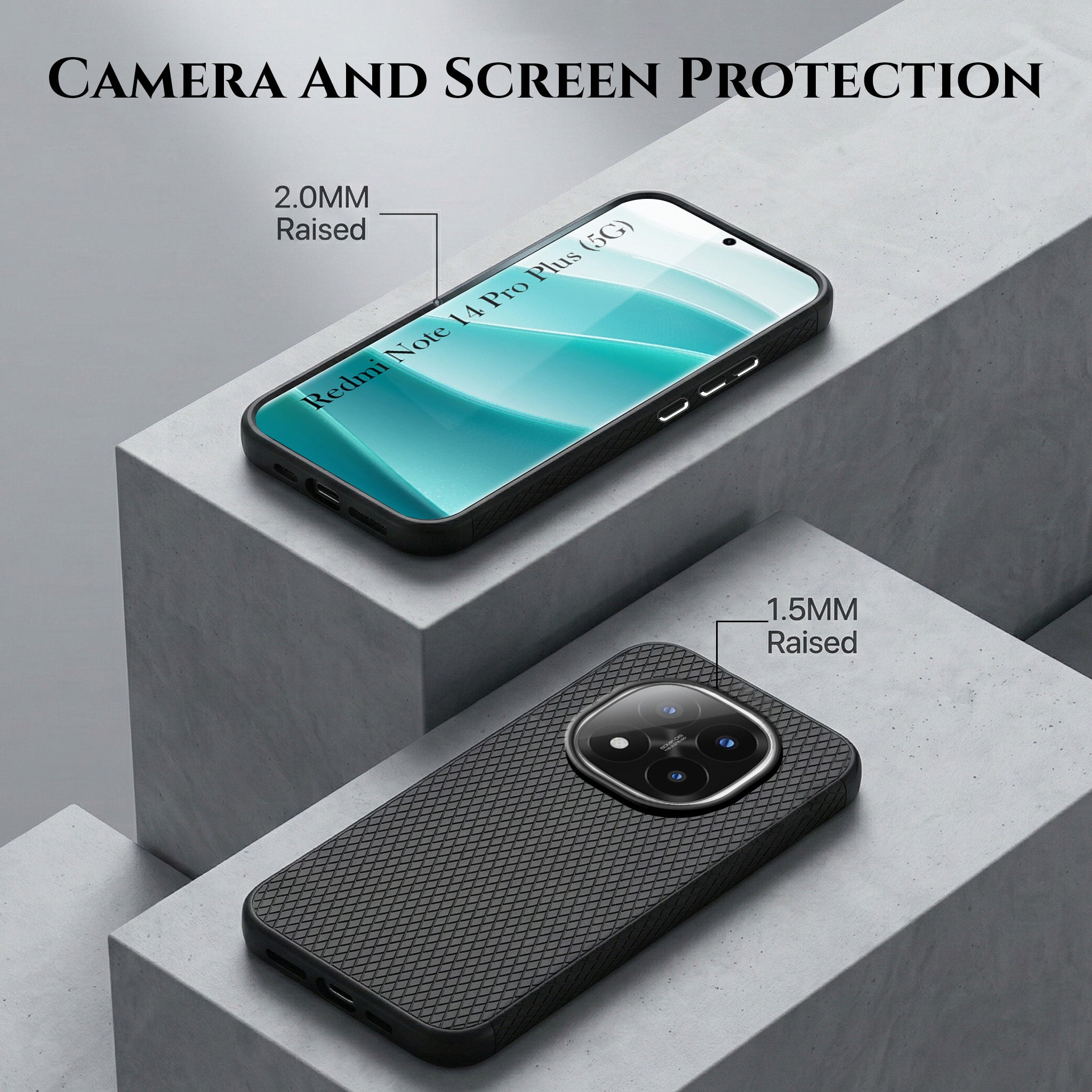For Redmi Note 14 Pro Plus Combo with Back Cover and 9H Tempered Glass (Liquid Silicone | Camera Protection | Oleophobic Coating Screen Glass)