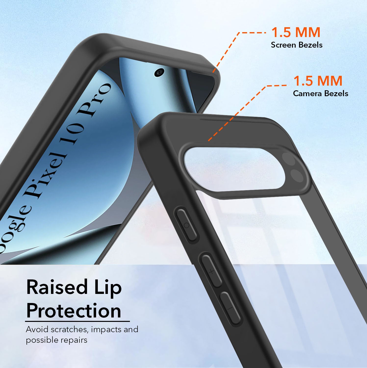 For Google Pixel 10 Pro Combo with Back Cover and 9H Tempered Glass (Lifetime Anti-Yellow | Crystal Clear Shockproof | Oleophobic Coating Screen Glass)