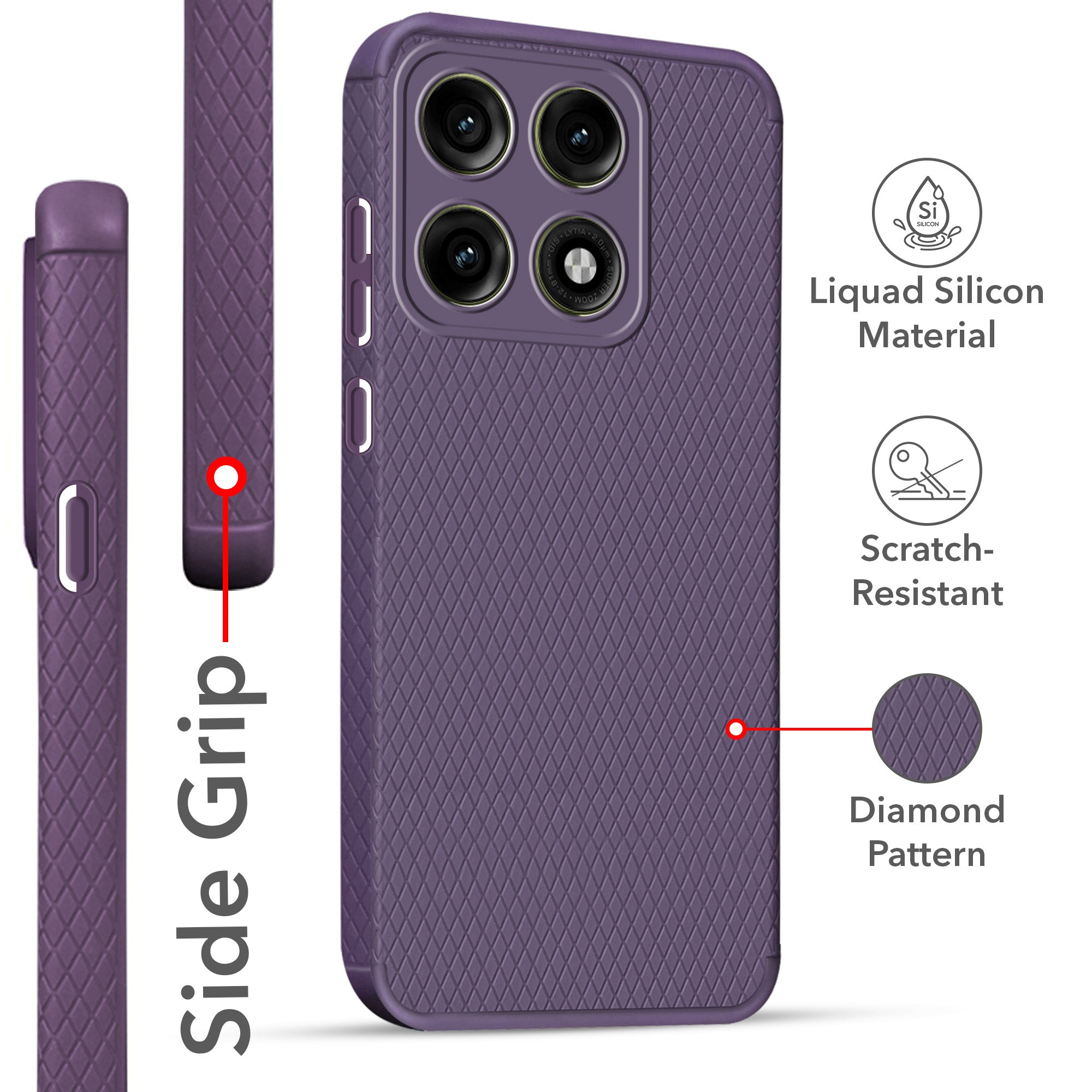 For Motorola Moto Edge 70 Pro Back Cover Case Liquid Silicone (Camera Protection | Side Grip Texture | Soft and Flexible)