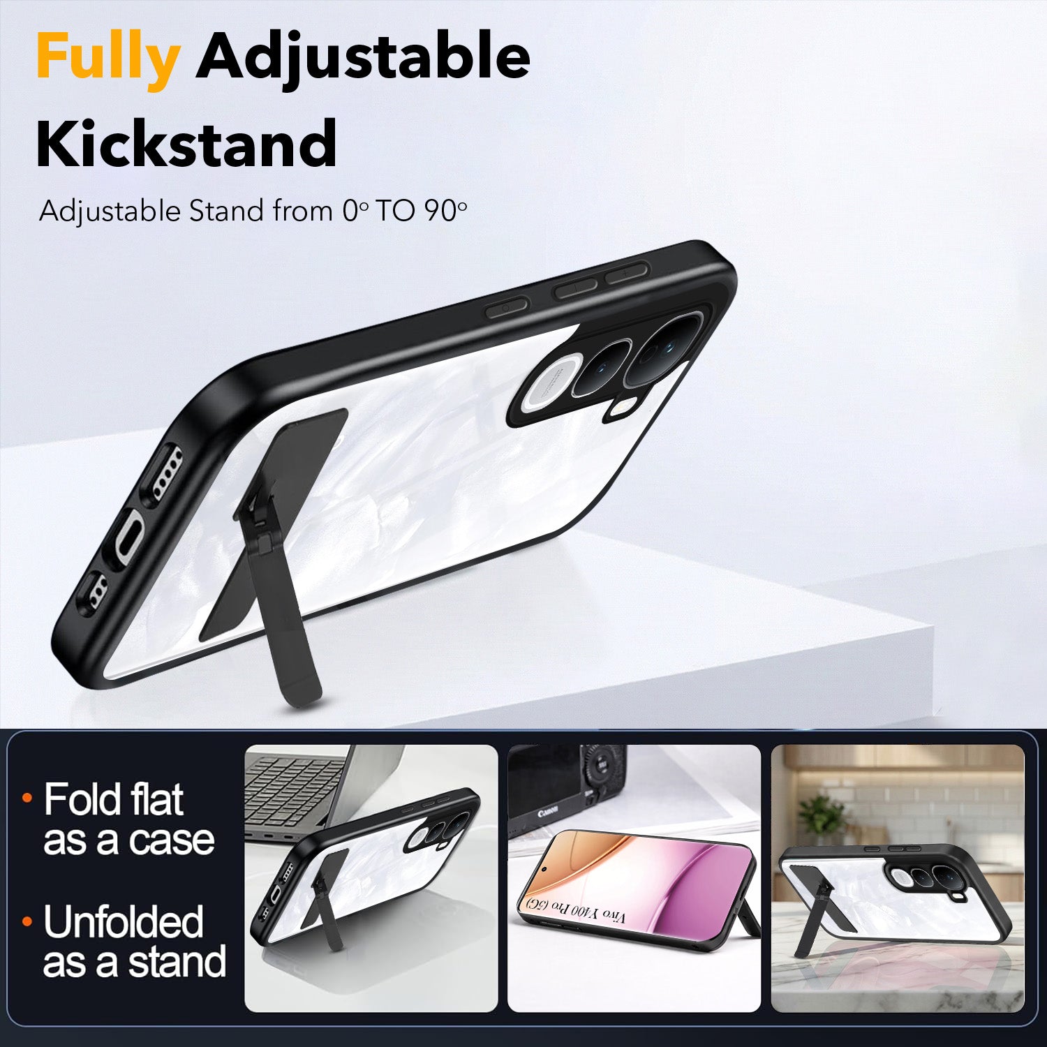 For Vivo Y400 Pro Back Cover Case (Built-in Stand | Lifetime Anti Yellow | Kickstand Shockproof | Camera Protection | MagSafe Compatible)