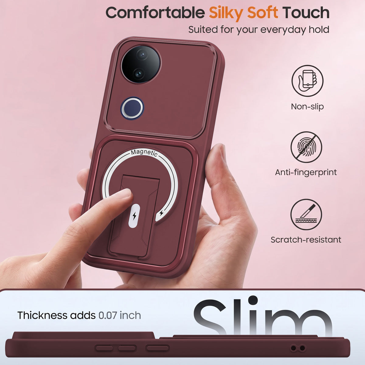 For Vivo T4R Back Case Cover Metallic (Hybrid Armor Kickstand | MagSafe Compatible | Camera Protection Shockproof)