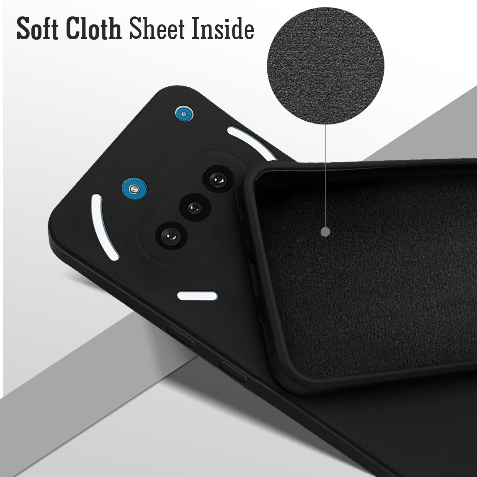 For Nothing Phone 3A Back Cover Case (Matte Finish Silicone with Inside Fiber cloth)