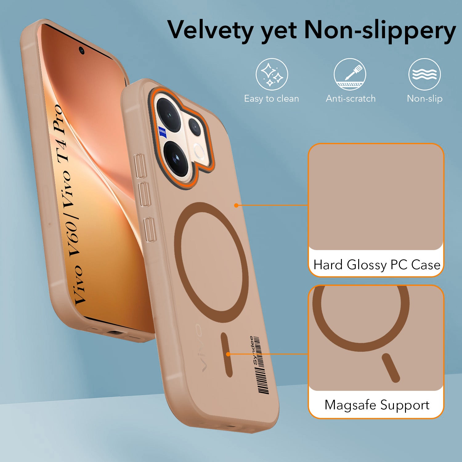 For Vivo V60 | Vivo T4 Pro Back Cover Case (Soft Touch | Camera Bump Protection | MagSafe Compatible | Matte Finish)