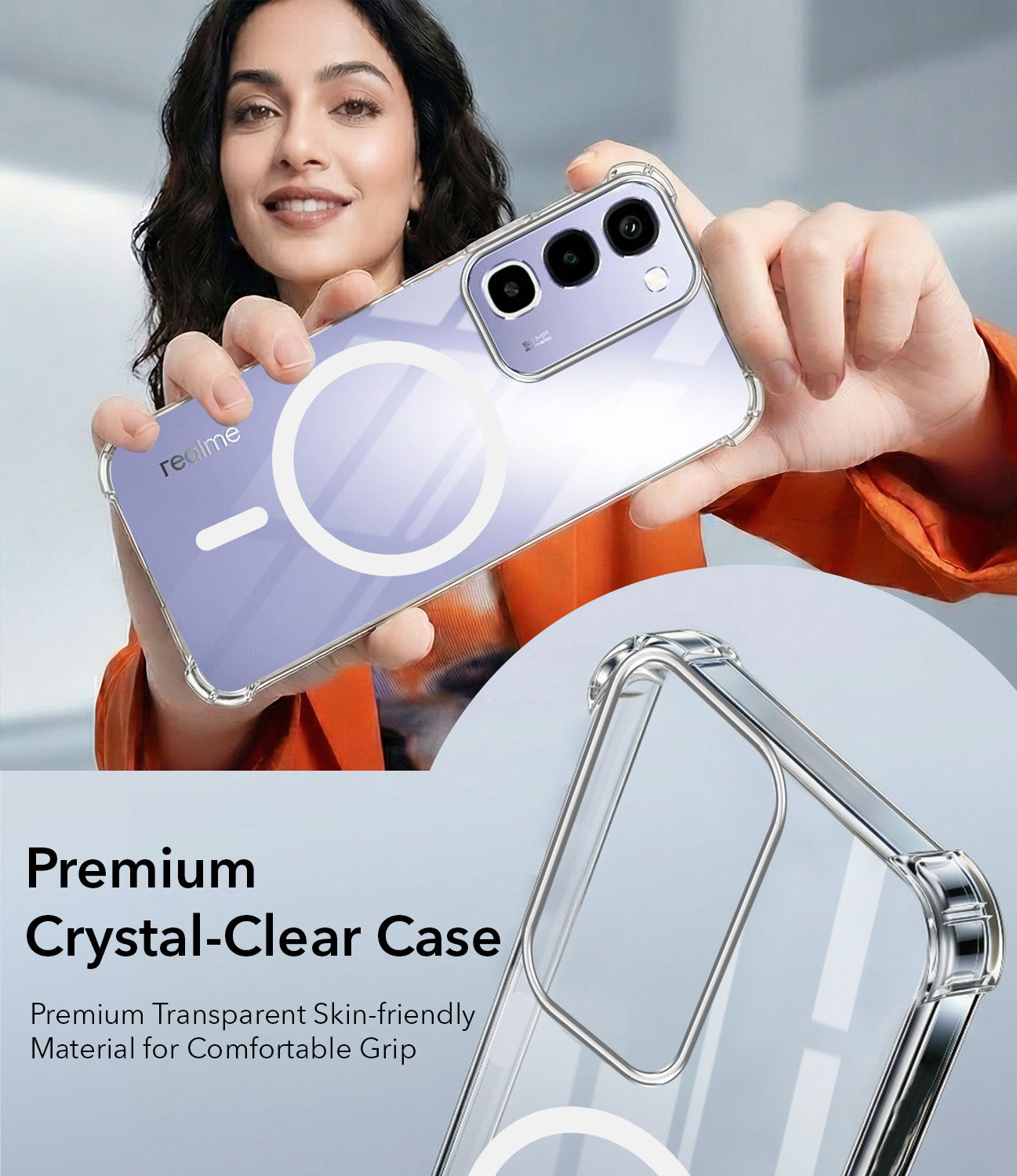For Realme P4R 5G | Realme Narzo 100X 5G Back Cover Shockproof Crystal-Clear (Magsafe Wireless Support | Drop & Camera Protection | Hard Polycarbonate)