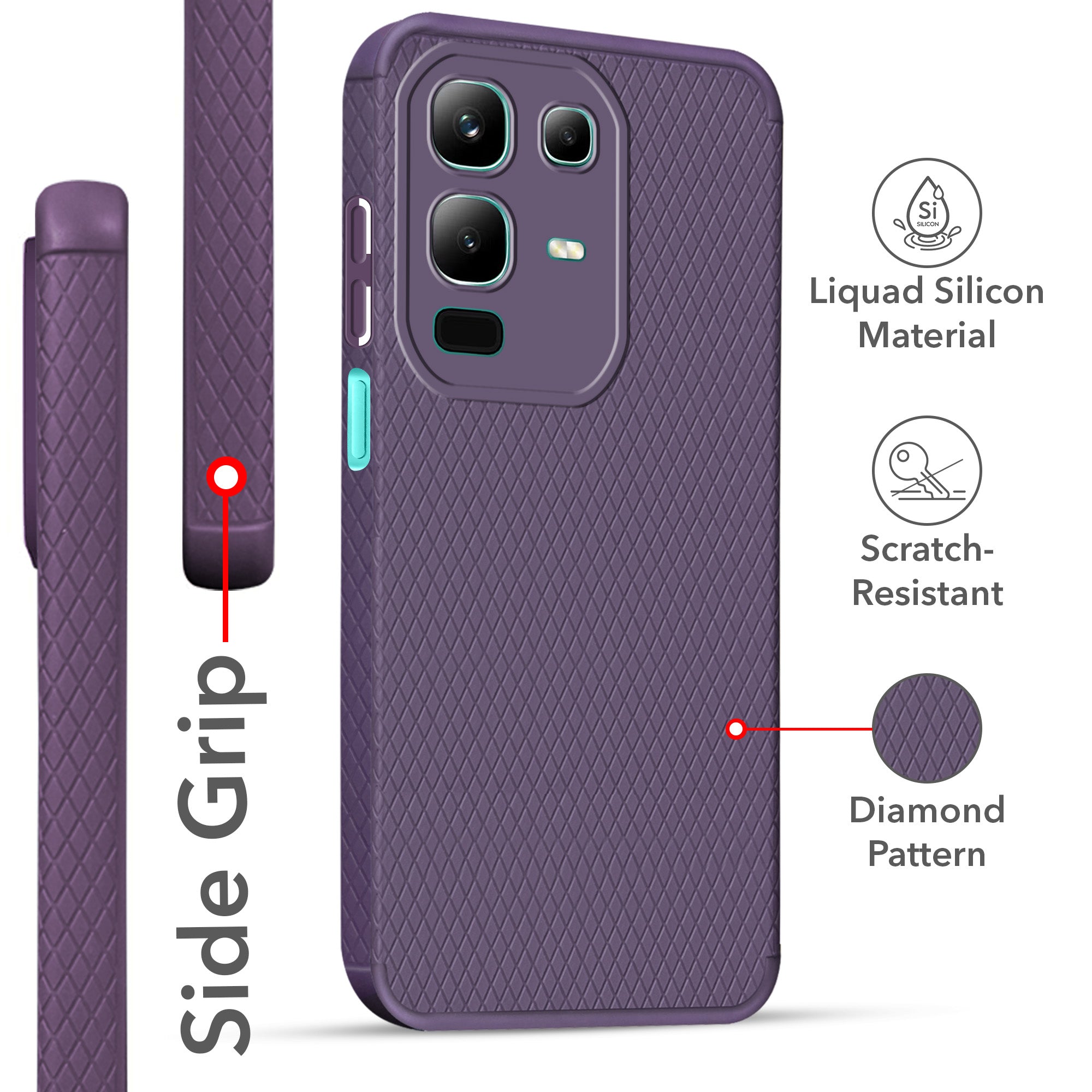 For Infinix Note 50x Back Cover Case  (Liquid Silicone | Side Grip | Camera Protection)