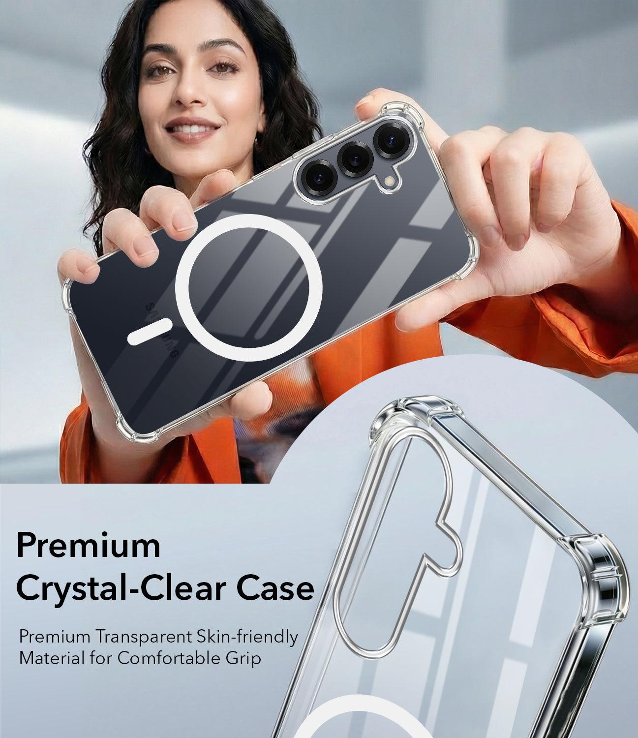 For Samsung Galaxy S25 Plus Back Cover Shockproof Crystal-Clear (Magsafe Wireless Support | Drop & Camera Protection | Hard Polycarbonate)
