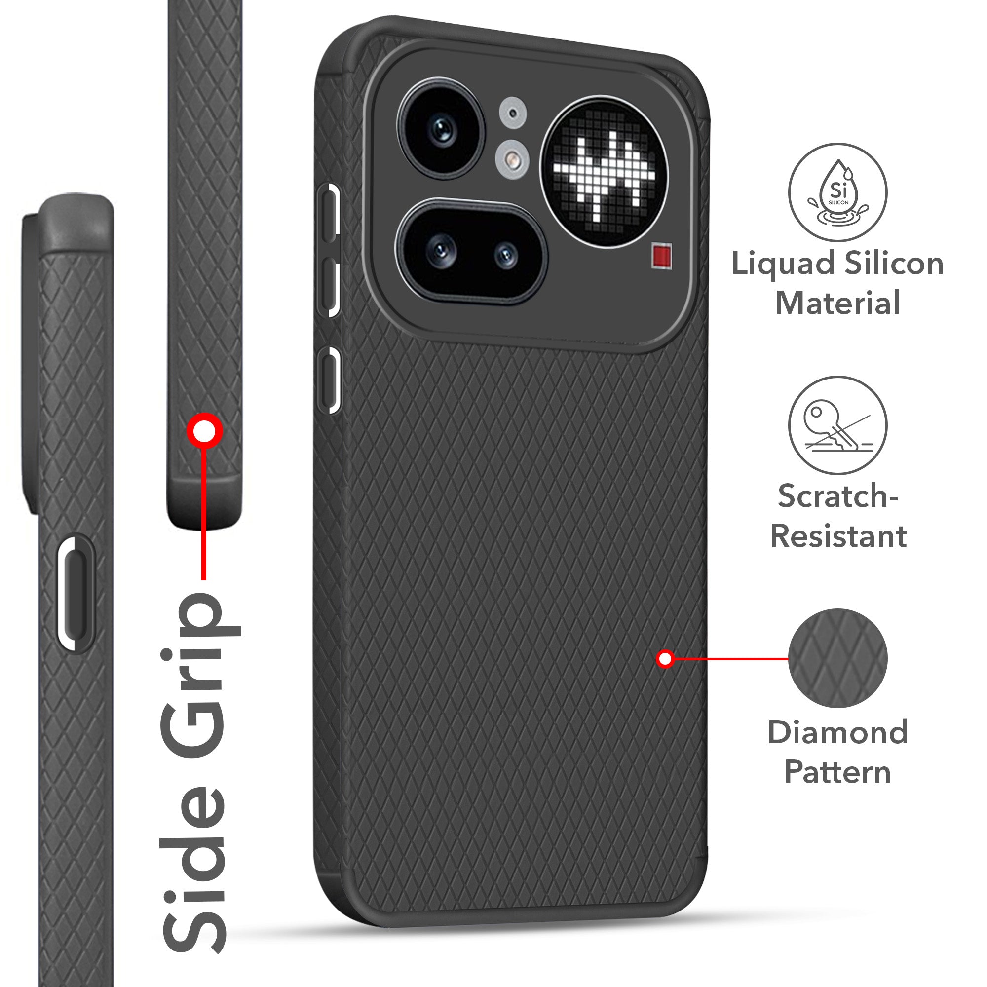 For Nothing Phone 4A Pro 5G Back Cover Case Liquid Silicone (Camera Protection | Side Grip Texture | Soft and Flexible)