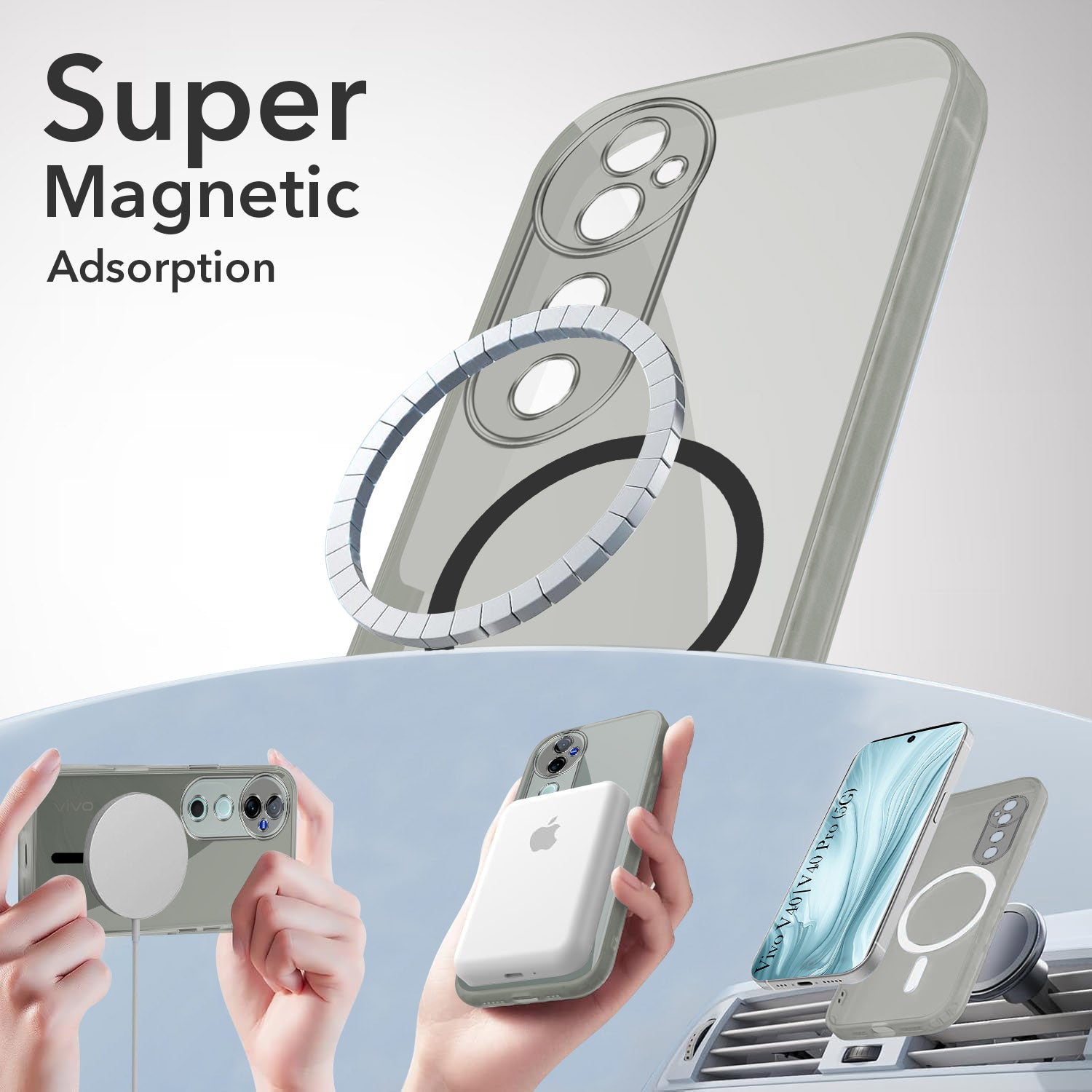 For Vivo V40 | Vivo V40 Pro 5G Back Cover Case Lifetime Anti-Yellow MagSafe Compatible Clear (Sleek Hard Crystal | Shockproof and Camera Protection)