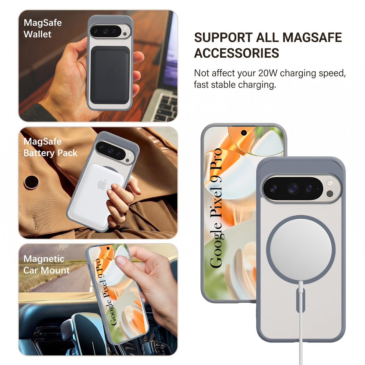 For Google Pixel 9 Pro Matte Finish Back Case Cover (MagSafe Compatible | Translucent Soft Touch | Slim and Unbreakable)