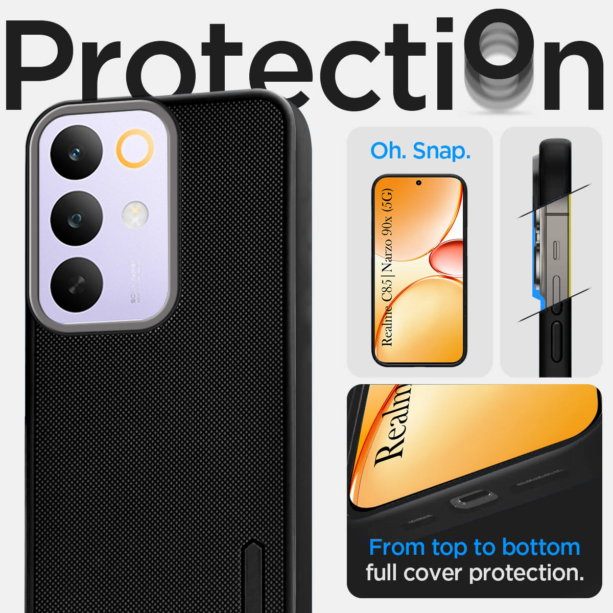 For Realme C85 5G | Realme Narzo 90x Back Cover Case Rubberised (Textured Grip Design | Micro-Fiber Cloth Inside | Slim and Light Weight | Soft Touch and Feel)