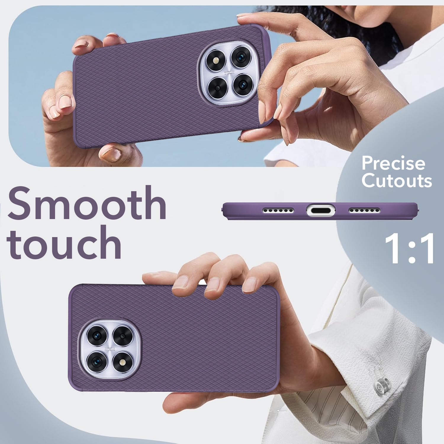 For Redmi Note 14 Pro Back Cover Case (Liquid Silicone | Side Grip | Camera Protection)