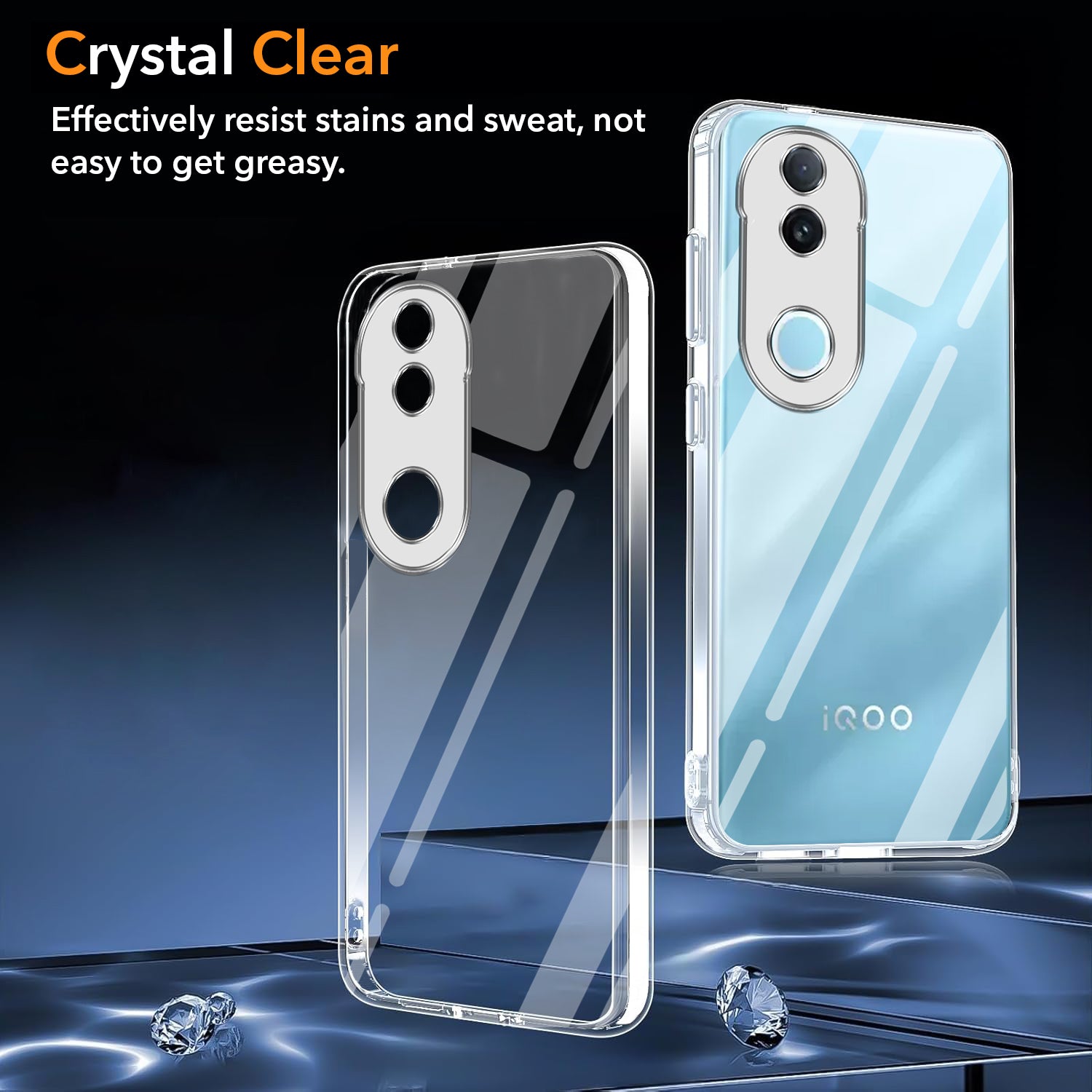 For Vivo iQOO Z10R Back Cover Case (Hybrid Crystal Panel with Side Soft PU | Camera Protection | HD Clear Shockproof)
