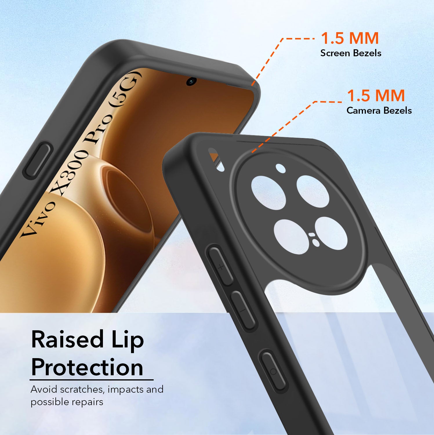 For Vivo X300 Pro Combo with Back Cover and 9H Tempered Glass (Lifetime Anti-Yellow | Crystal Clear Shockproof | Oleophobic Coating Screen Glass)