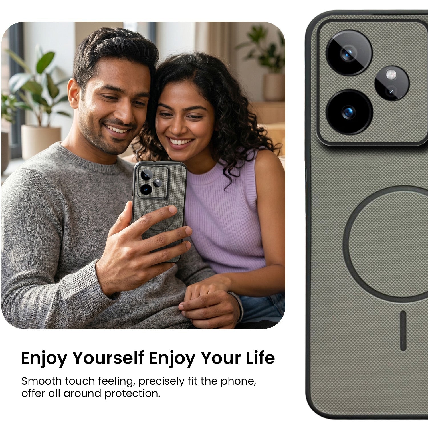 For Realme GT 7 Back Cover Case PU Leather (Texture Grip Design | Professional Minimalist | Camera Protection | Soft and Flexible)