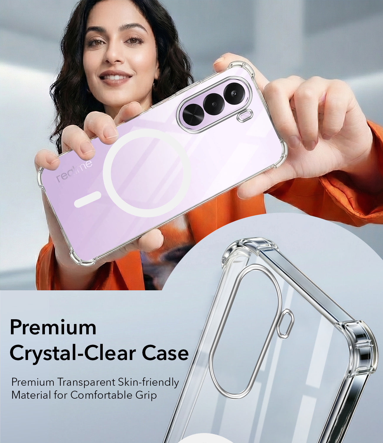 For Realme P4x Back Cover Shockproof Crystal-Clear (Magsafe Wireless Support | Drop & Camera Protection | Hard Polycarbonate)