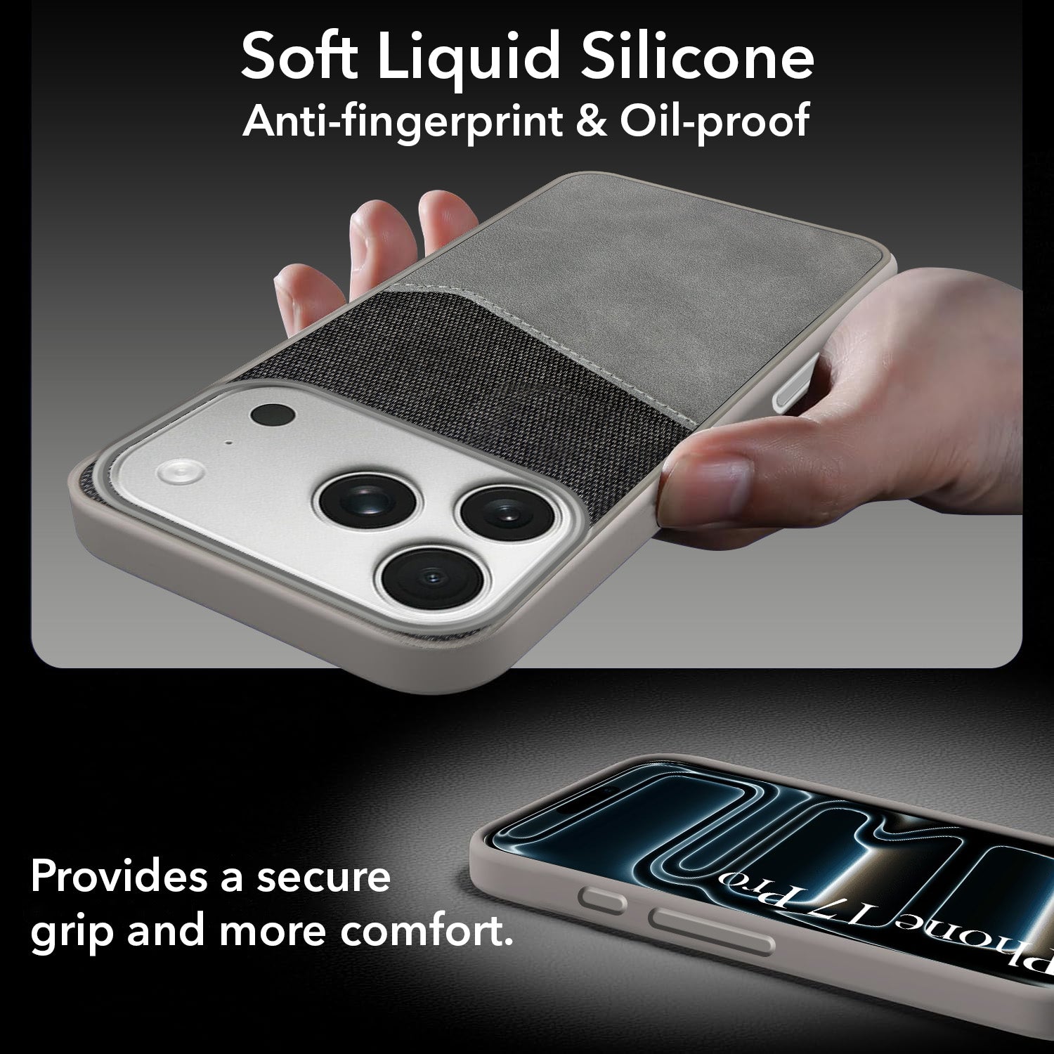 For Apple iPhone 17 Pro Back Cover Case (Dual PU Leather Stitch | Professional Minimalist | Soft and Flexible)