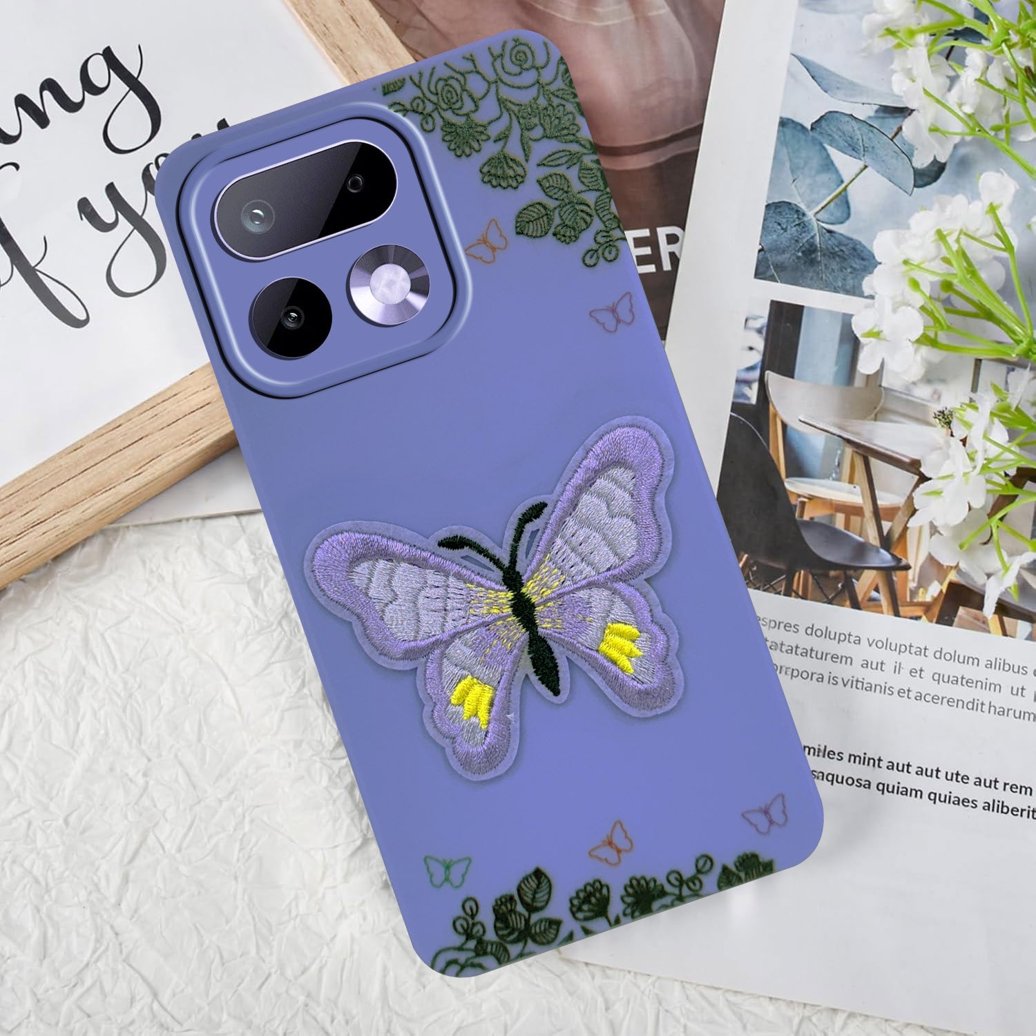 For Realme 16 Pro Back Cover Case (Soft Butterfly Embroidery | Women Teen Girls | Camera Protection| Matte Silicone)