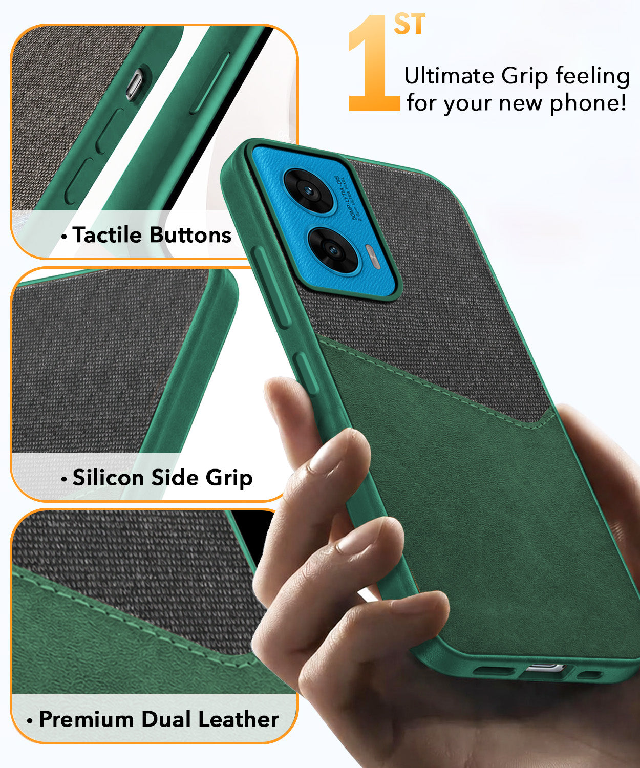For Motorola Moto G96 Back Cover Case (Dual PU Leather Stitch | Professional Minimalist | Soft and Flexible)