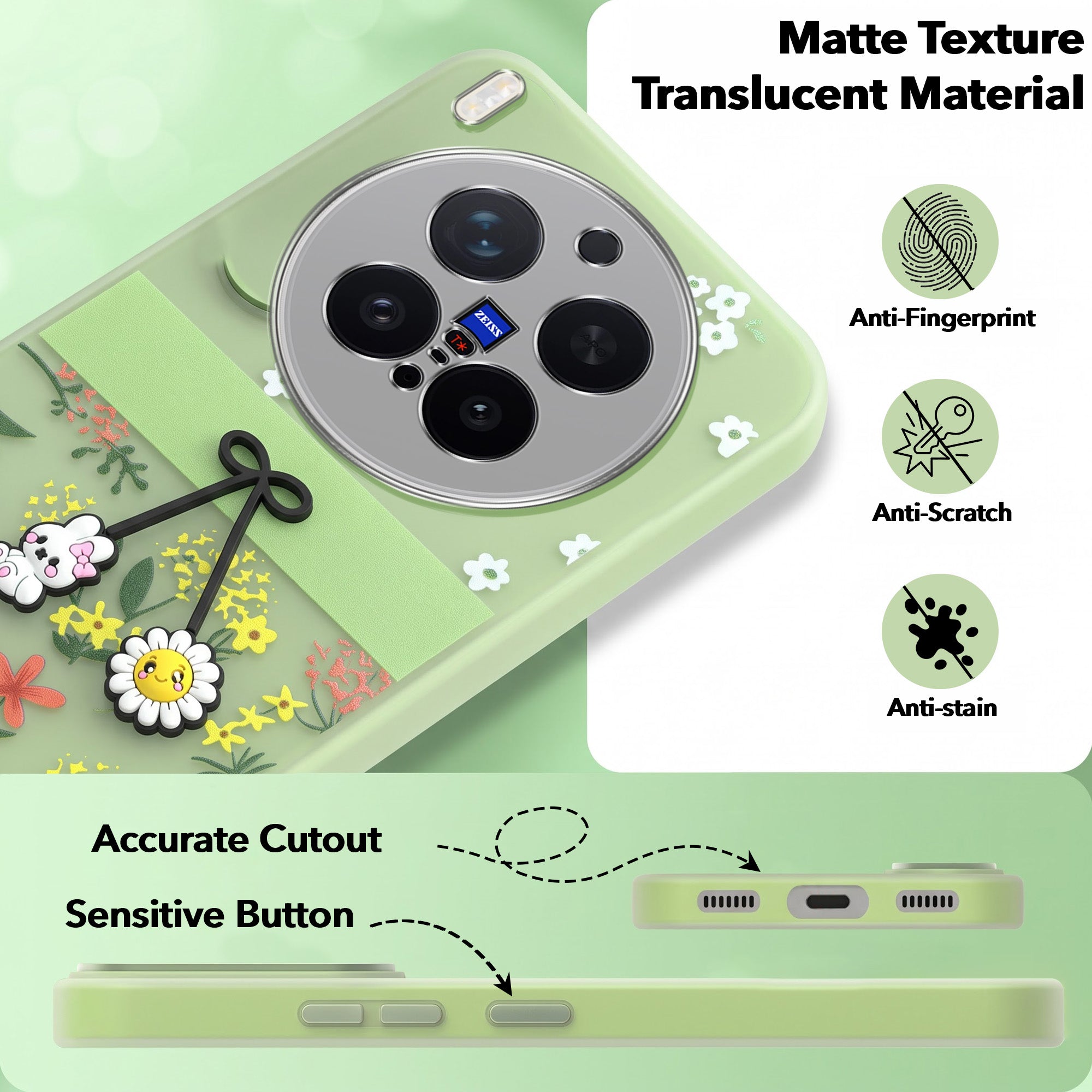 For Vivo X300 Pro Back Cover Case (3D Cute Cartoons | Hard Back Side Soft | Matte Premium Finish | HD Printing) (Copy)