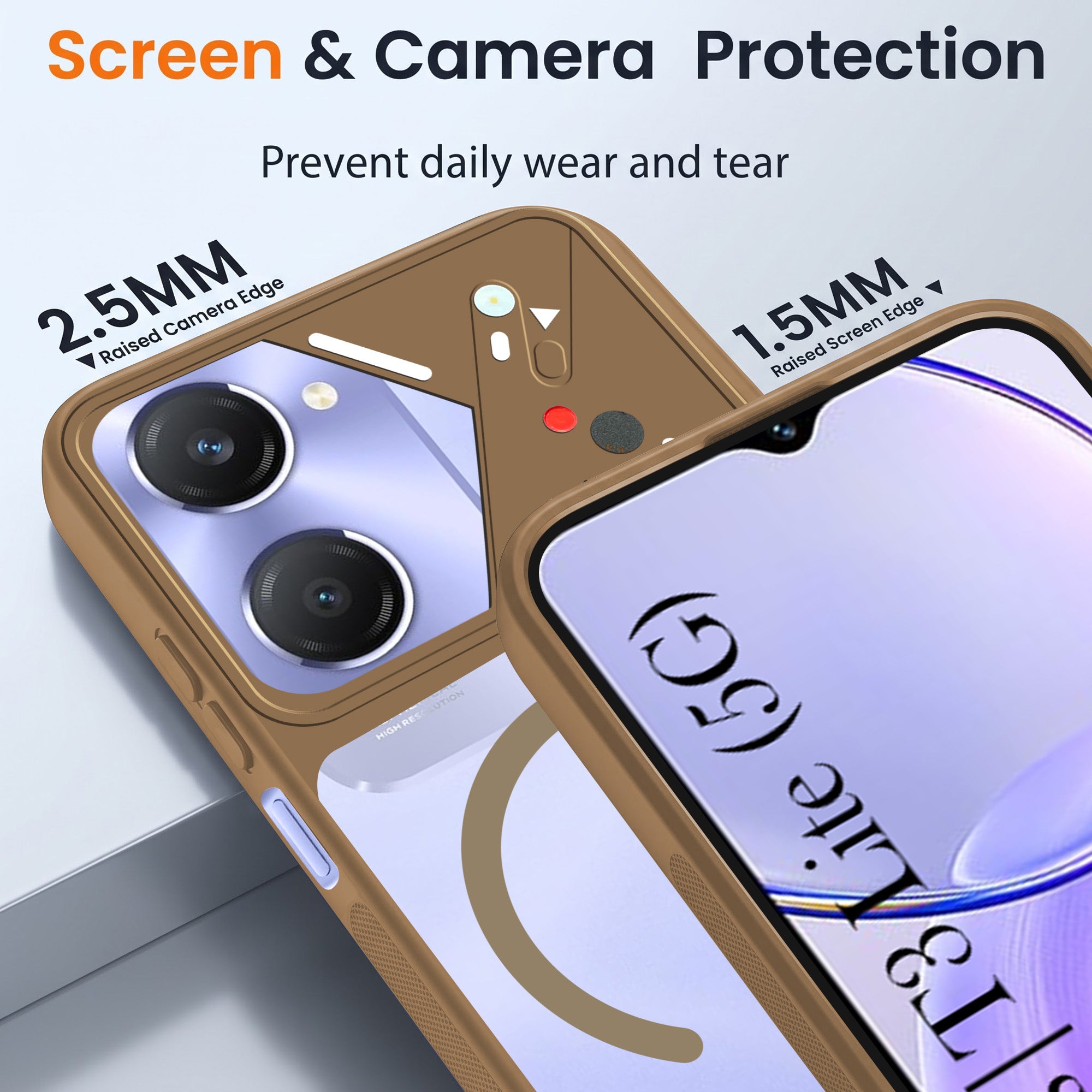 For Vivo Y28s 5G | Vivo T3 Lite 5G Back Cover Case Lifetime Anti-Yellow Clear (Camera Protection | Side Grip | Wireless MagSafe Compatible)
