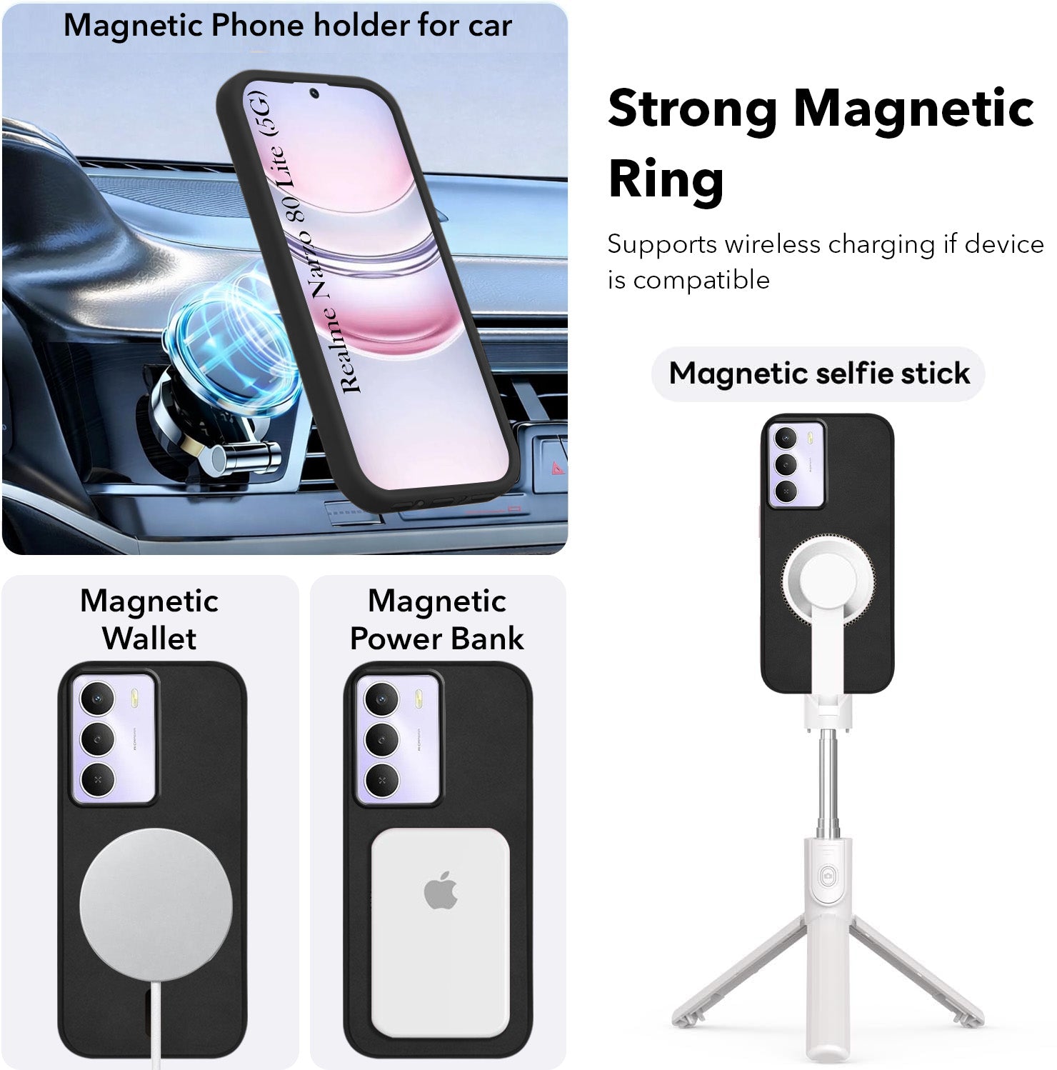 For Realme Narzo 80 Lite 5G Back Cover Case Leather Finish (MagSafe Compatible Wireless Charging | Soft Touch | Camera Bump Protection)