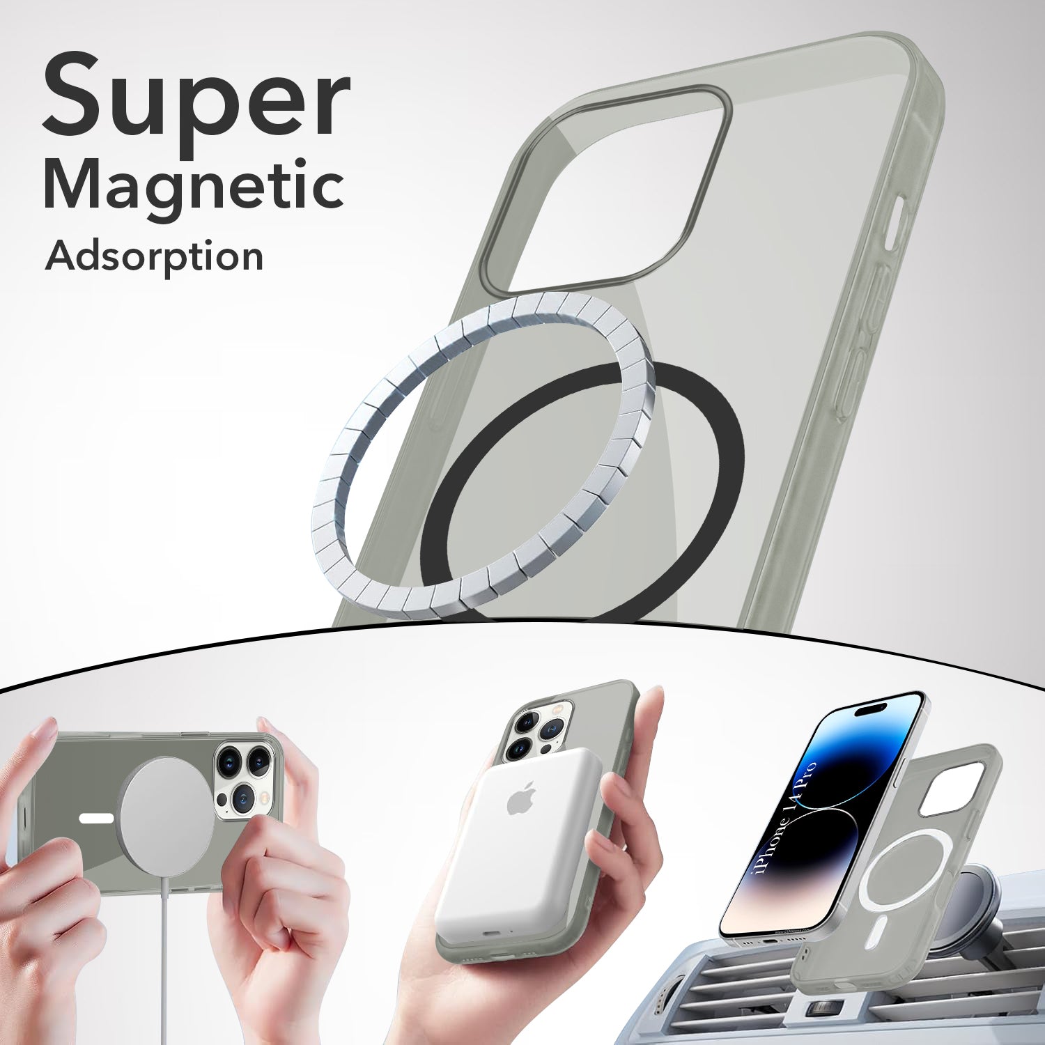 For Apple iPhone 14 Pro Back Case Cover Lifetime Anti-Yellow MagSafe Compatible Clear (Sleek Hard Crystal | Camera Protection and Shockproof)