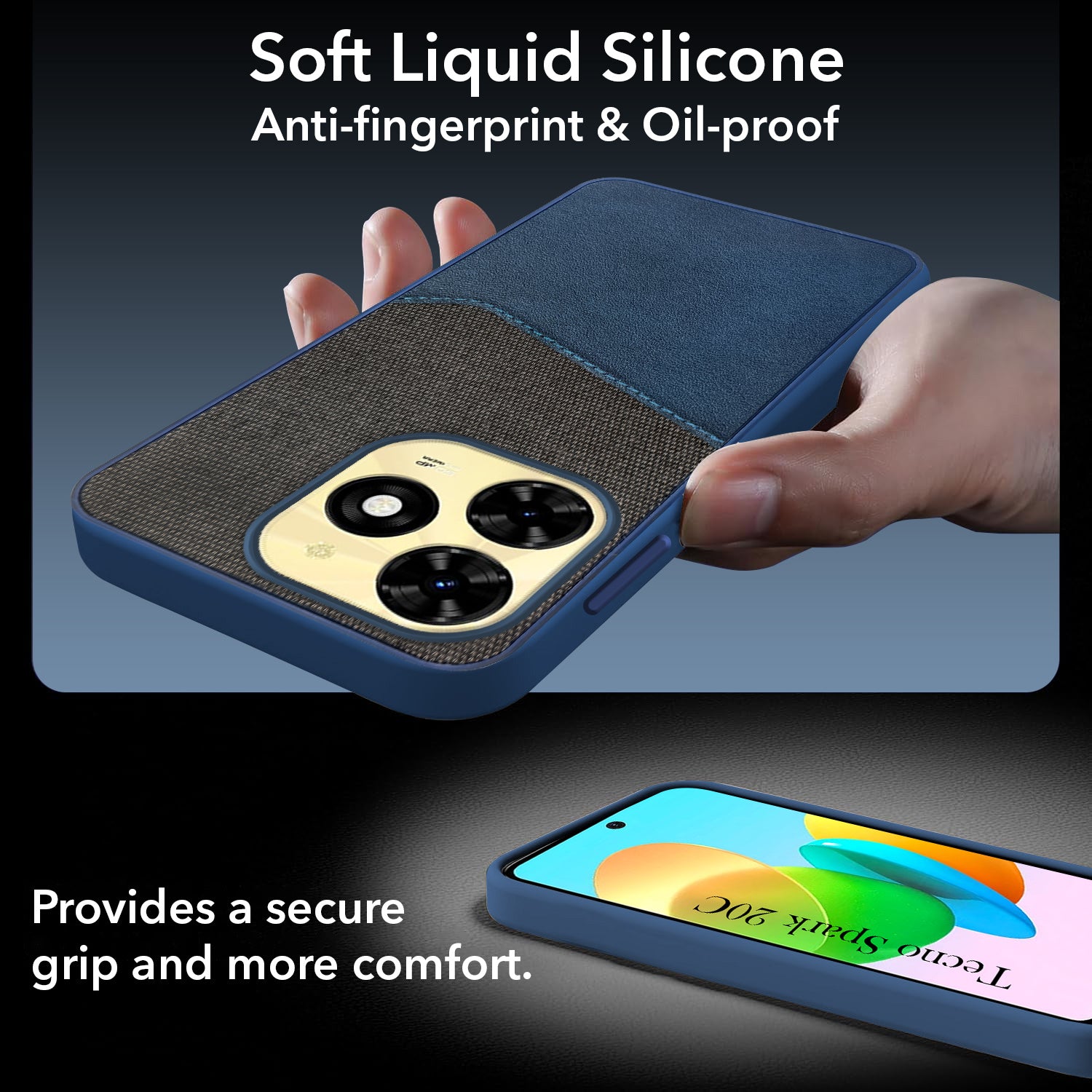 For Tecno Spark 20C Back Cover Case (Dual PU Leather Stitch | Professional Minimalist | Soft and Flexible)