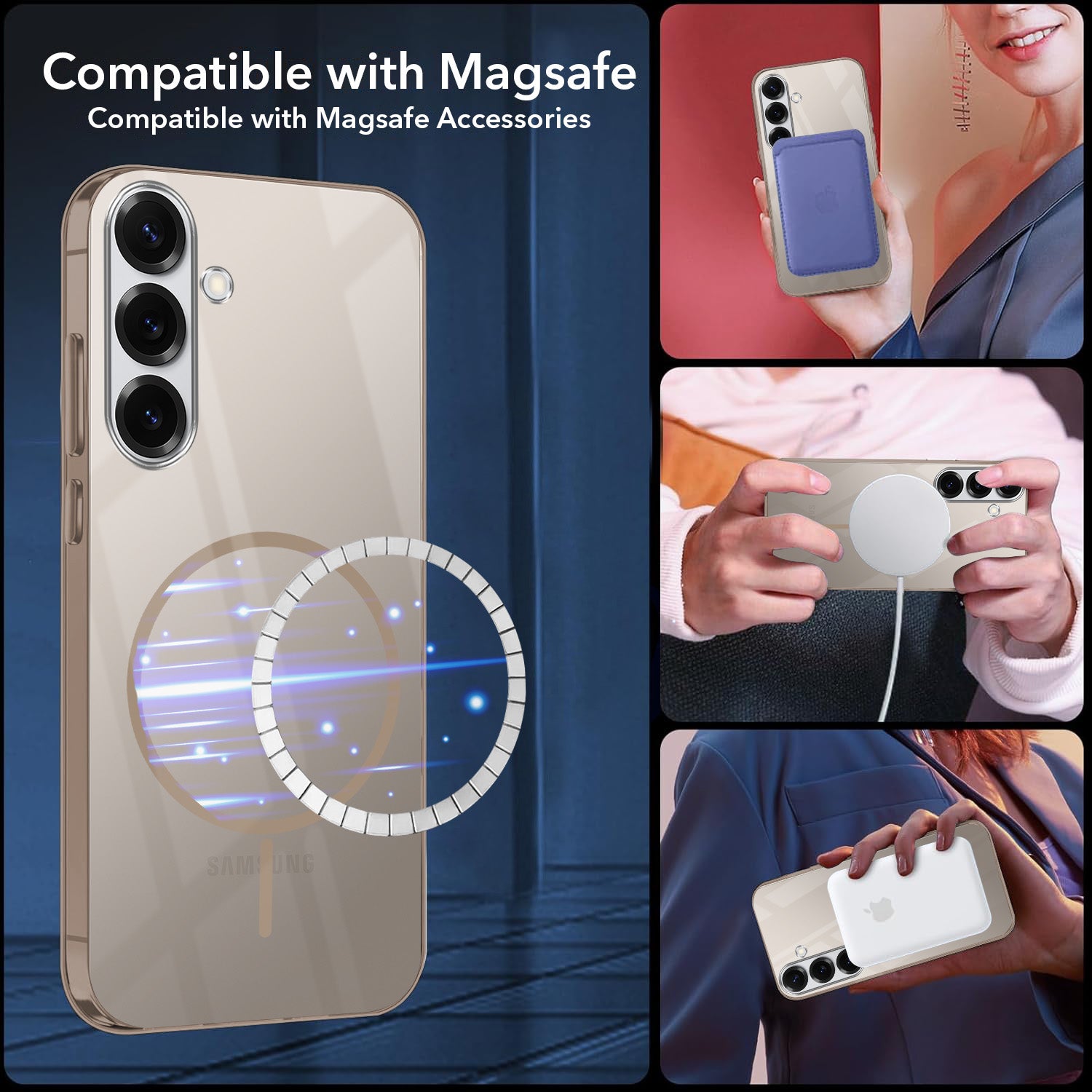 For Samsung Galaxy S25 Plus Back Cover Case Crystal Anti Yellow(MagSafe Wireless Charging Support |Camera Protection Bump)