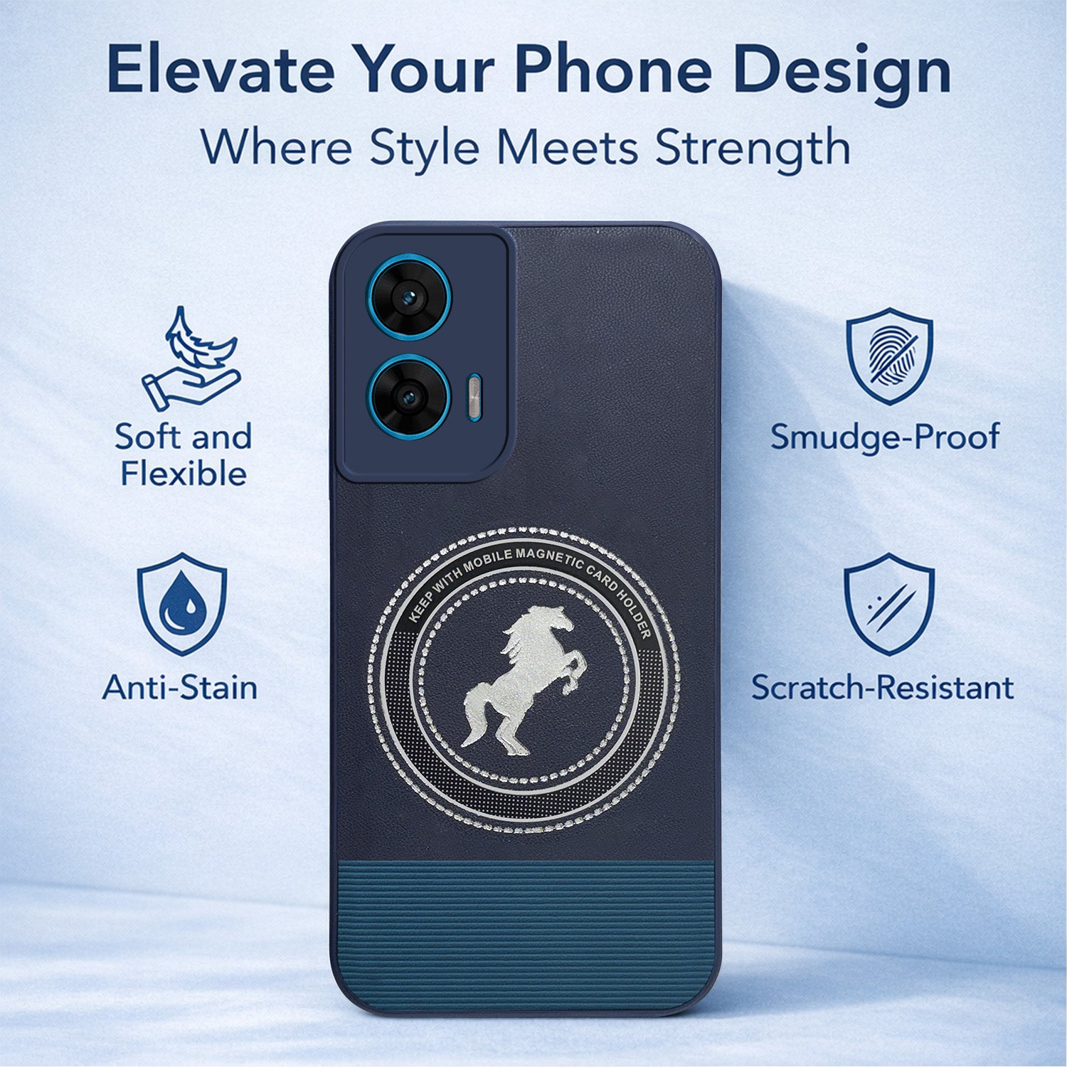 For Motorola Moto G96 Back Cover Case PU Leather Finish (Professional Minimalist Texture | MagSafe Compatile | Camera Protection | Sleek Sober Formal)