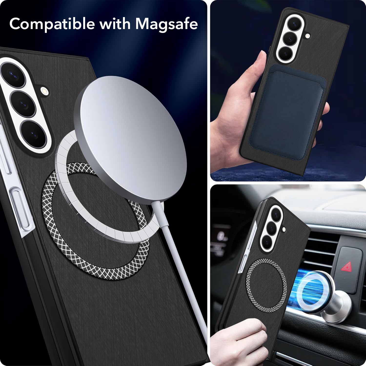 For Samsung Galaxy Z Fold 8 Ultra Back Cover Case Leather Finish (MagSafe Wireless Charging Compatible | Sleek and Professional)