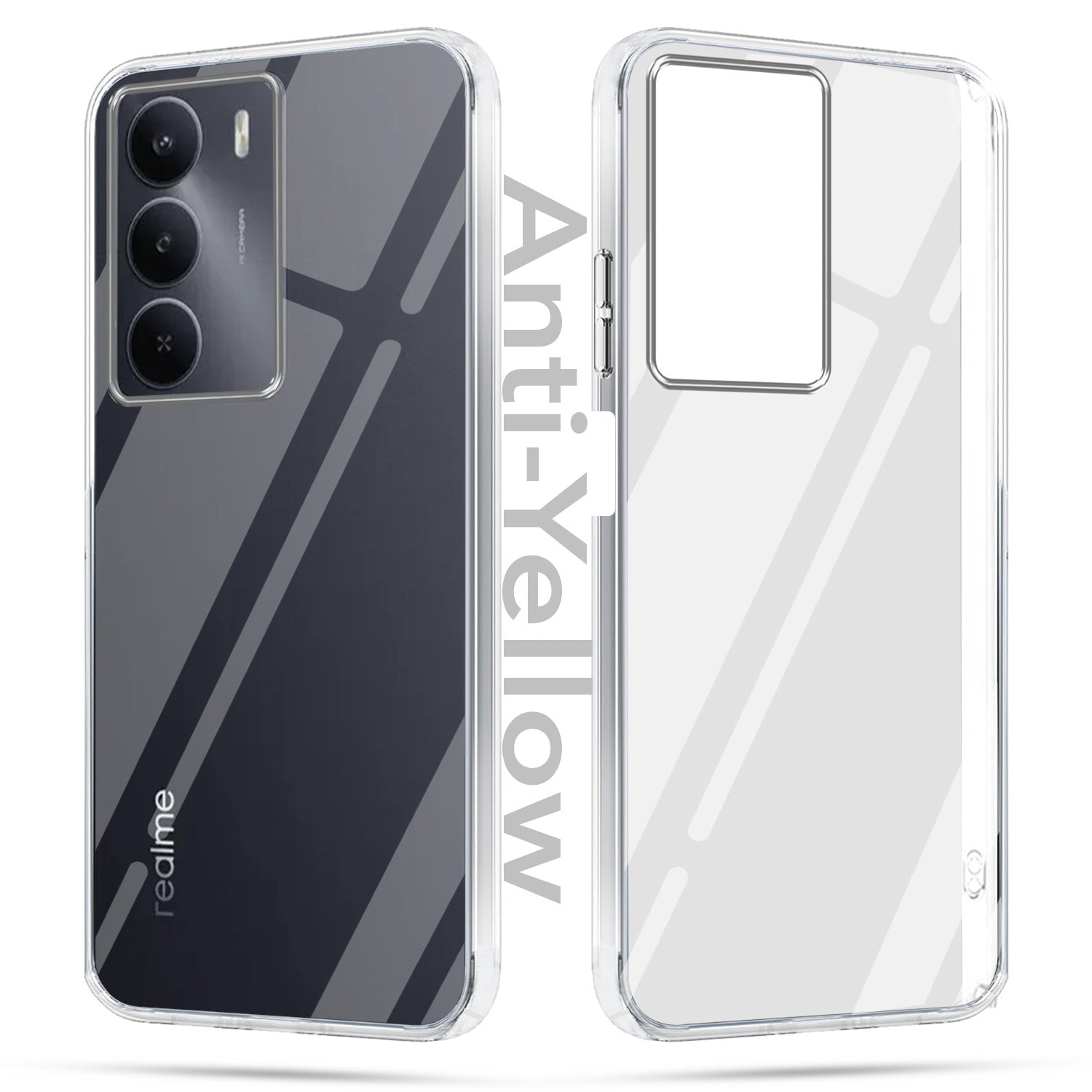 For Realme C73 Combo with Back Cover and 9H Tempered Glass (Lifetime Anti-Yellow | Sleek Hard Crystal | Oleophobic Coating Screen Glass)