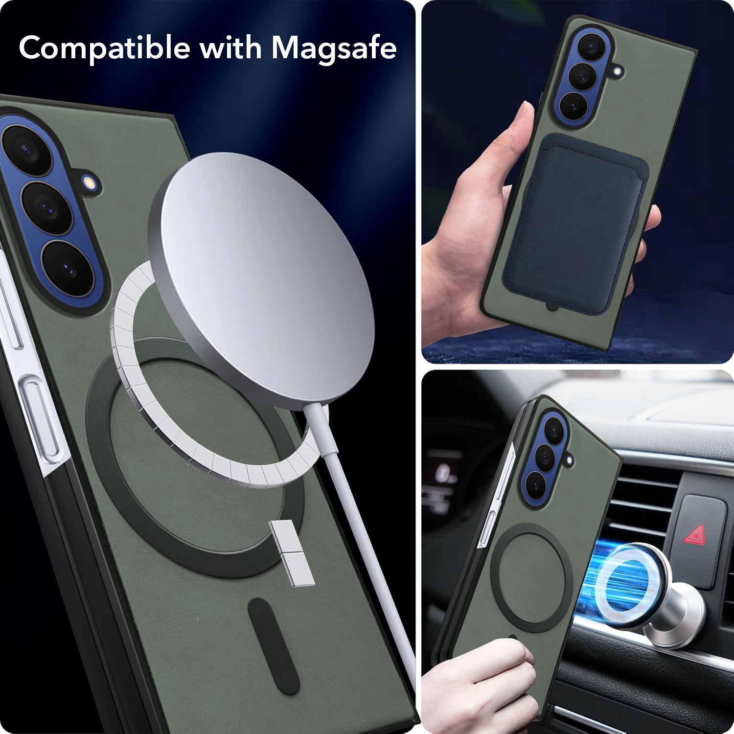 For Samsung Galaxy Z Fold 7 Back Cover Case Leather Finish (MagSafe Wireless Charging Compatible | Inside Microfiber Cloth)