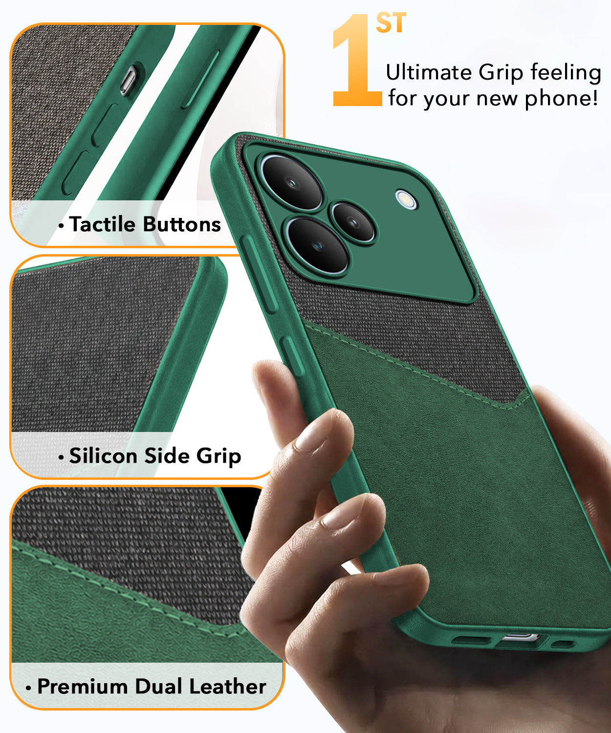 For Realme P4 Back Cover Case (Dual PU Leather Stitch | Professional Minimalist | Soft and Flexible)