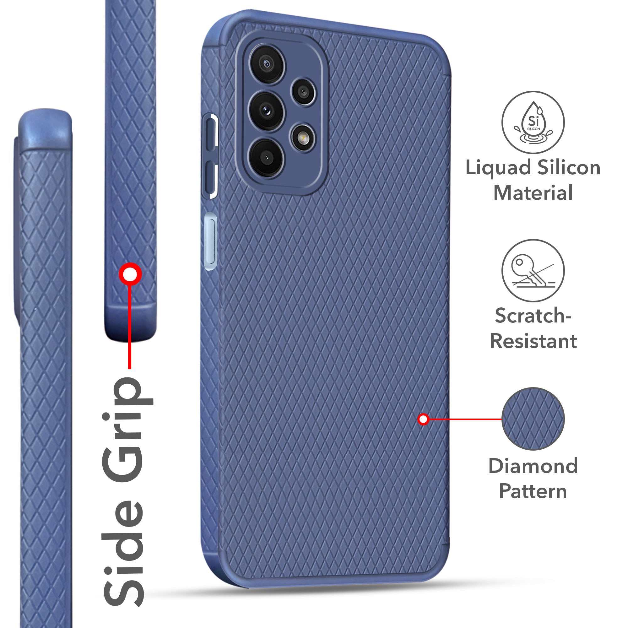 For Samsung Galaxy A23 4G | 5G Back Cover Case (Liquid Silicone | Side Grip | Camera Protection)