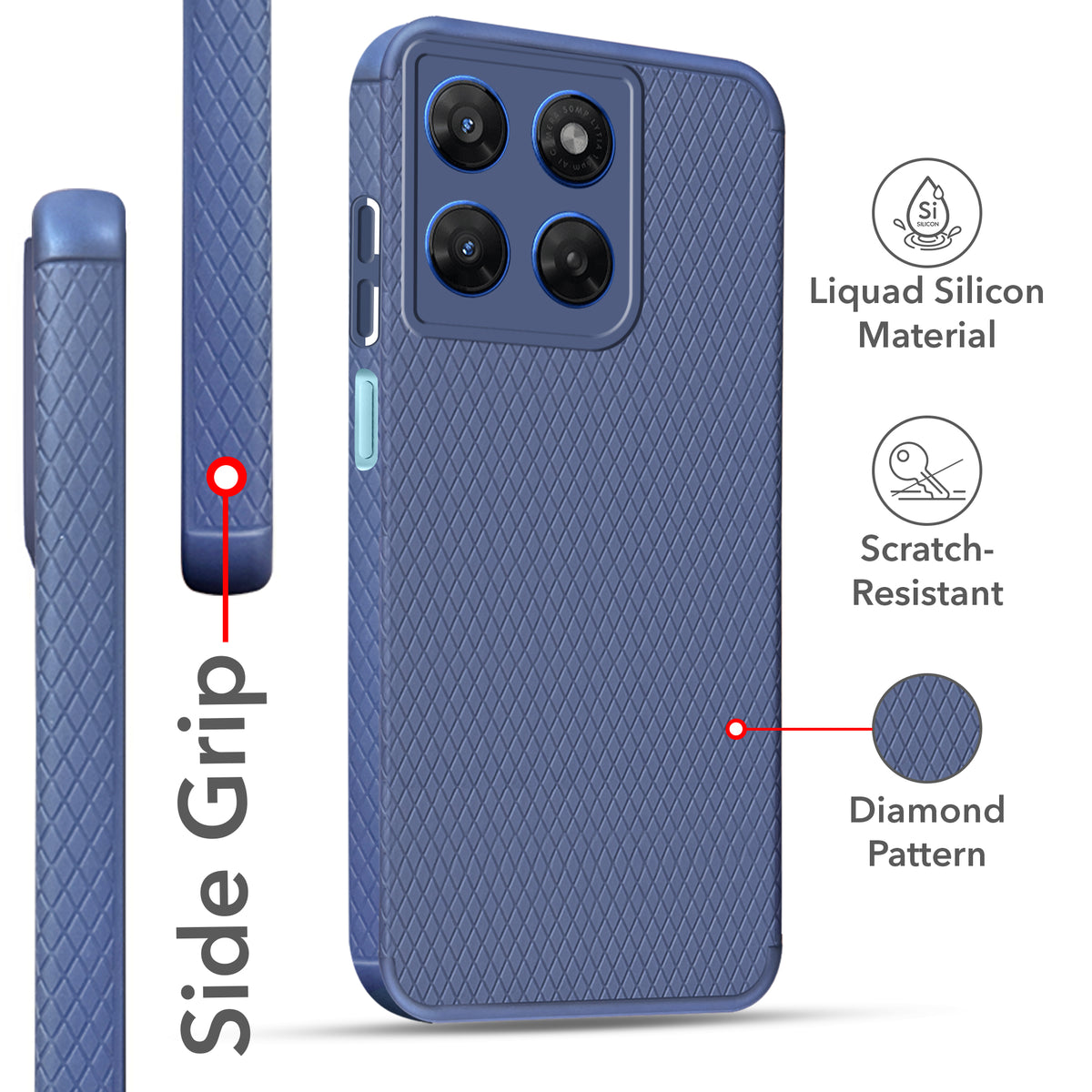 For Motorola Moto G37 Back Cover Case Liquid Silicone (Camera Protection | Side Grip Texture | Soft and Flexible)