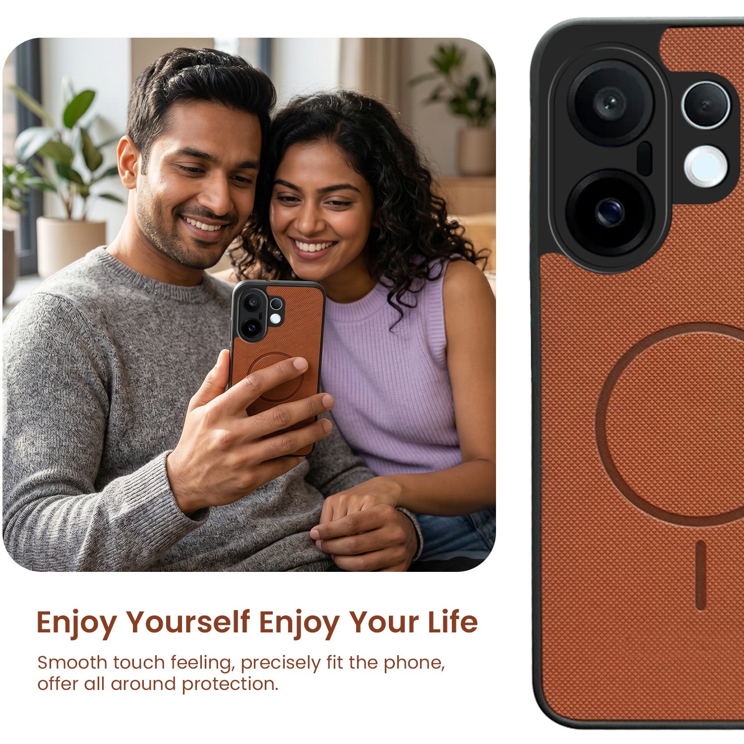 For Vivo X200 FE Back Cover Case PU Leather (Texture Grip Design | Professional Minimalist | Camera Protection | Soft and Flexible)