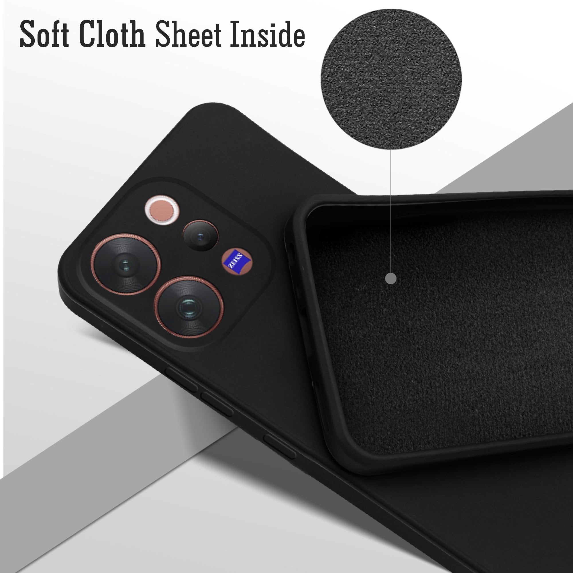 For Vivo V70 | Vivo V70 Elite 5G Back Cover Case (Matte Finish Silicone with Inside Fiber cloth)