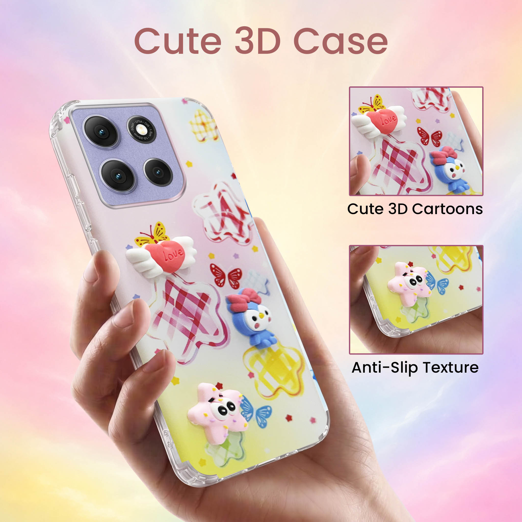 For Motorola Moto G86 Power Back Cover Case (3D Cute Cartoons | Hard Back Side Soft | Matte Premium Finish | HD Printing)