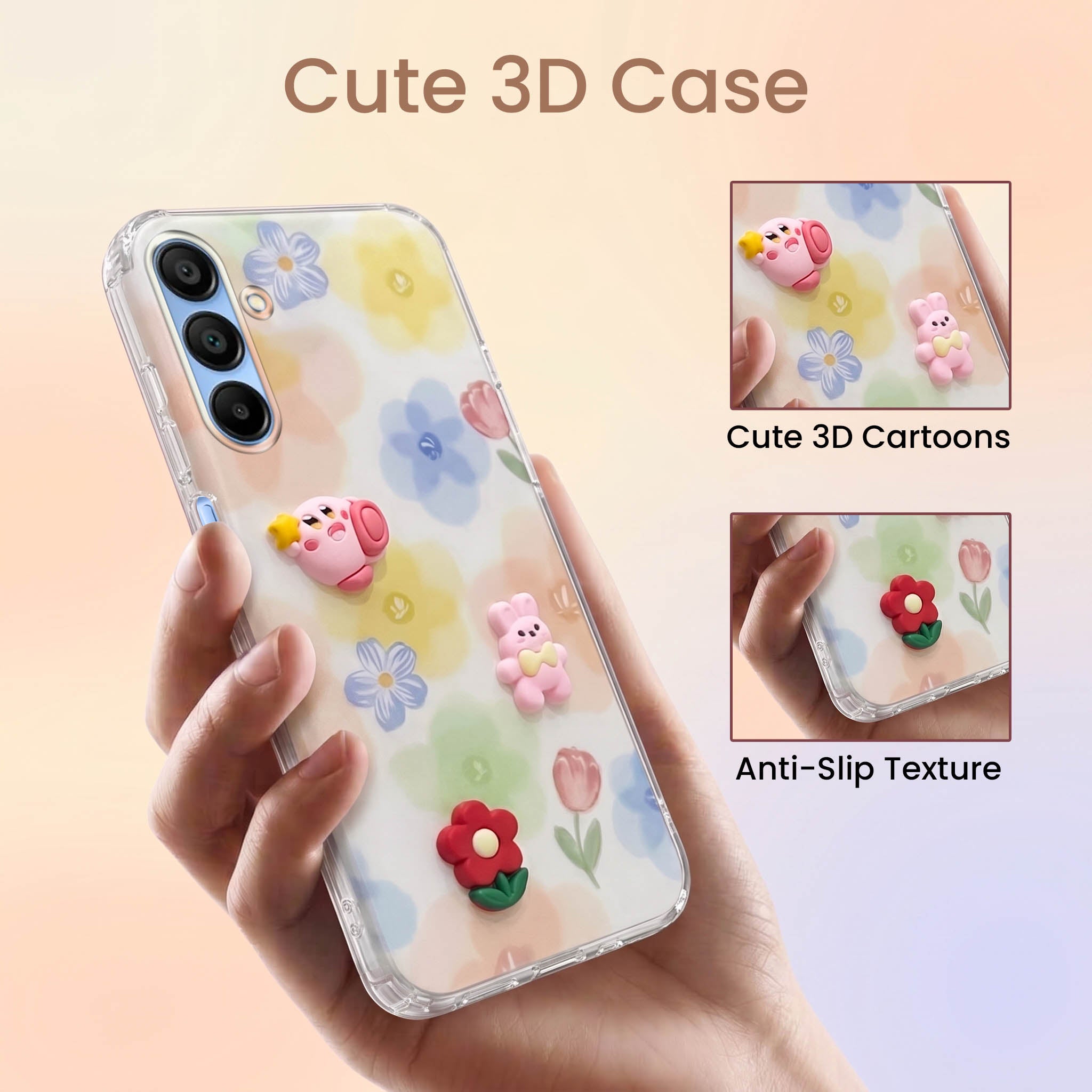 For Samsung Galaxy A15 5G Back Cover Case (3D Cute Cartoons | Hard Back Side Soft | Matte Premium Finish | HD Printing)