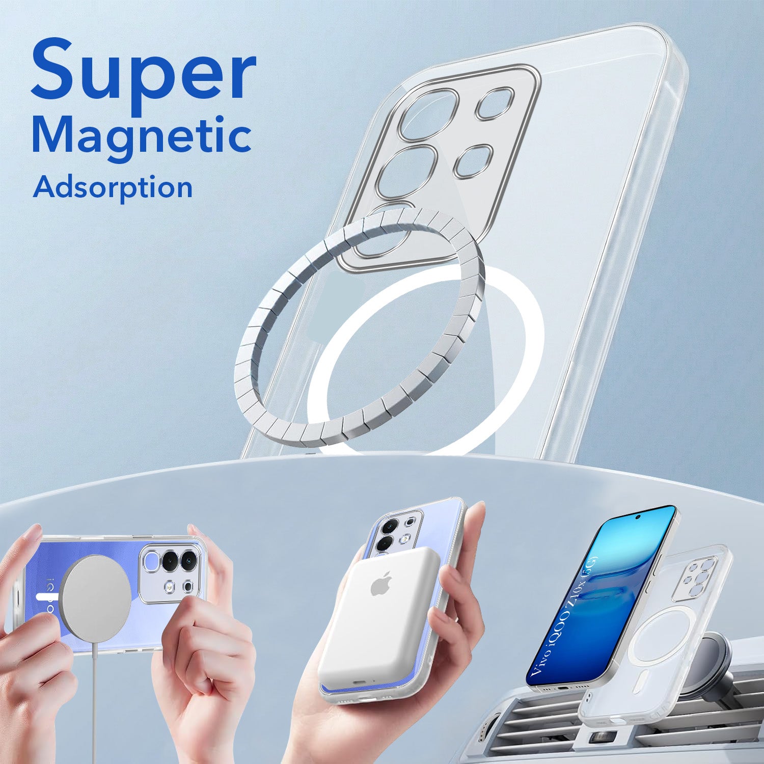 For Vivo iQOO Z10x Back Cover Case Lifetime Anti-Yellow MagSafe Compatible Clear (Sleek Hard Crystal | Shockproof and Camera Protection)
