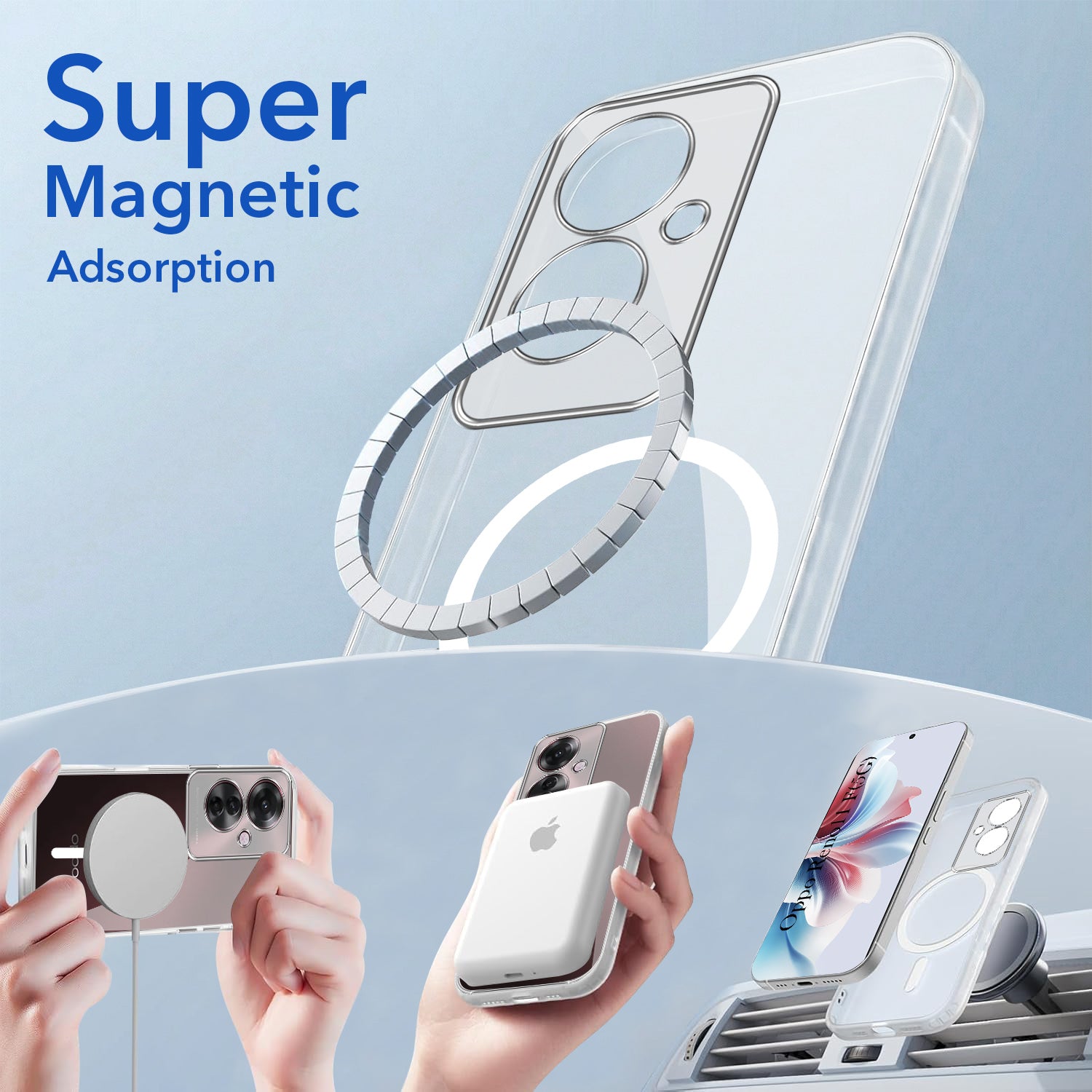 For Oppo Reno11 F 5G | Oppo Reno 11F 5G Back Cover Case Lifetime Anti-Yellow MagSafe Compatible Clear (Sleek Hard Crystal | Shockproof and Camera Protection)