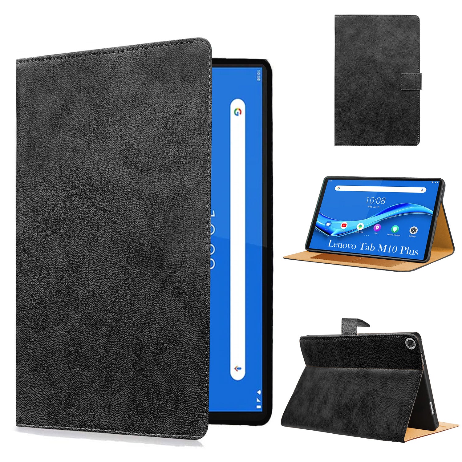 For Lenovo Tab M10 Plus 10.3 Inch TB-X606/X606F/X606X/X606V Flip Cover Folio Cover (PU Leather | Multi-Angle Smart Stand | Card Storage Slots | Silicone Back Pouch)