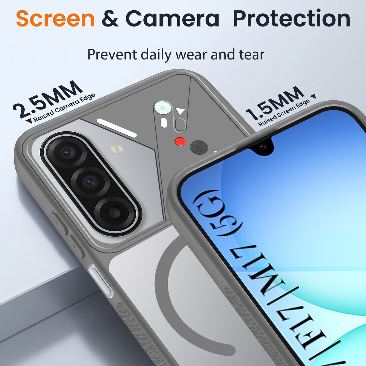 For Samsung Galaxy A17 | Samsung F17 | Samsung M17 5G Back Cover Case Lifetime Anti-Yellow Clear (Camera Protection | Side Grip | Wireless MagSafe Compatible)