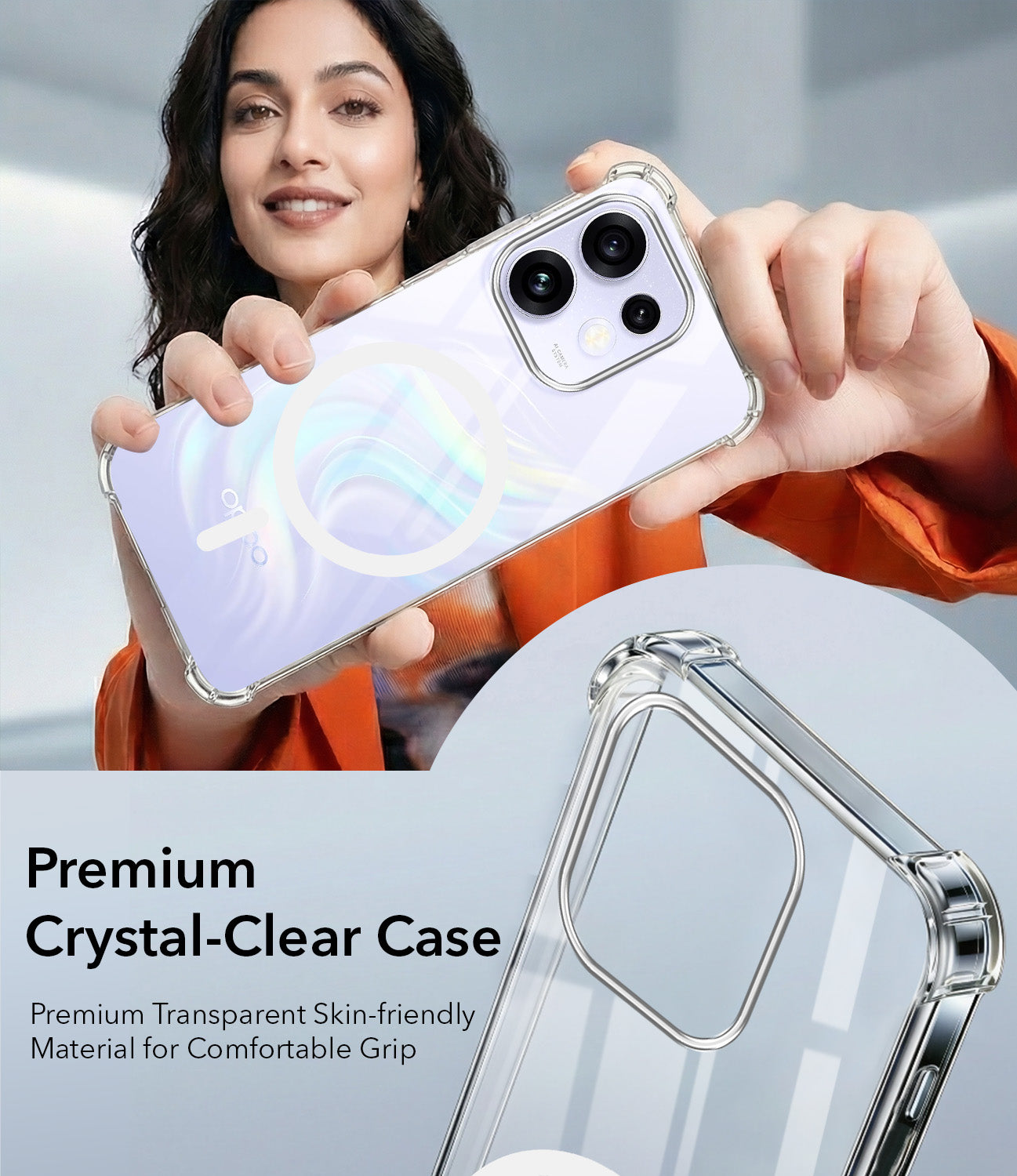 For Oppo Reno 16 Back Cover Shockproof Crystal-Clear (Magsafe Wireless Support | Drop & Camera Protection | Hard Polycarbonate)