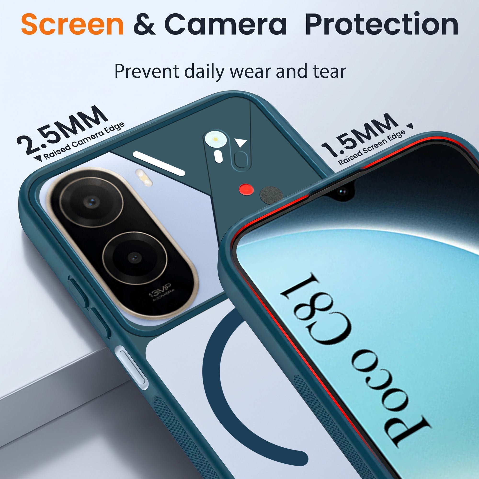 For Poco C81 Back Cover Case Lifetime Anti-Yellow Clear (Camera Protection | Side Grip | Wireless MagSafe Compatible)