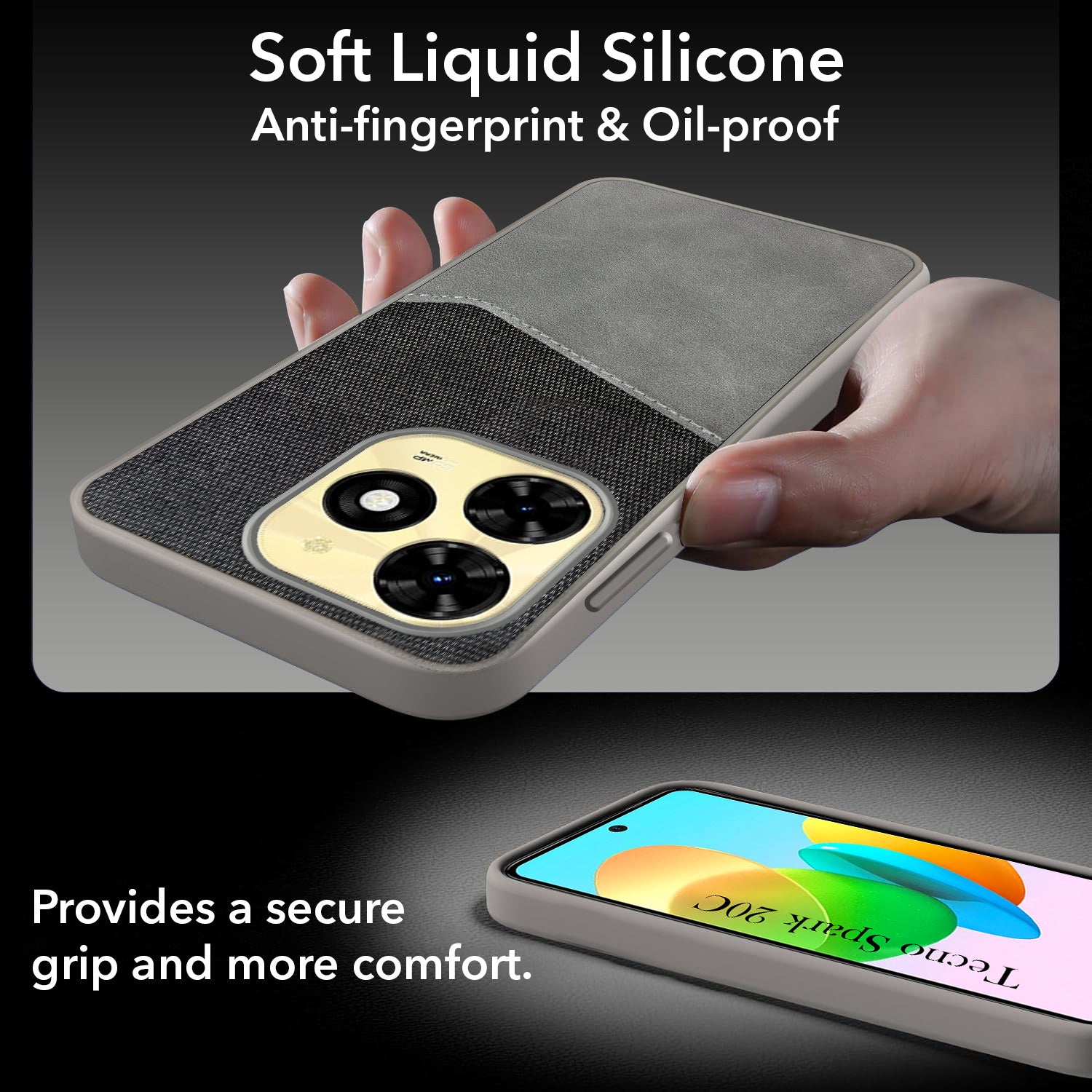 For Tecno Spark 20C Back Cover Case (Dual PU Leather Stitch | Professional Minimalist | Soft and Flexible)