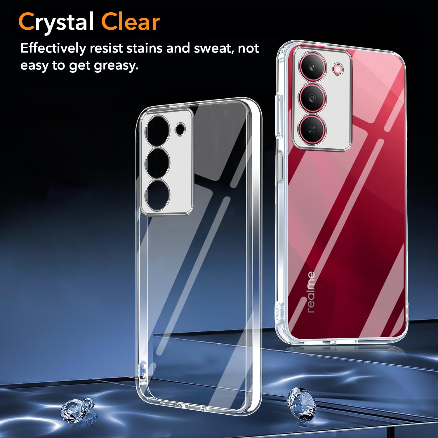 For Realme 14X Back Cover Case (Hybrid Crystal Panel with Side Soft PU | Camera Protection | HD Clear Shockproof)